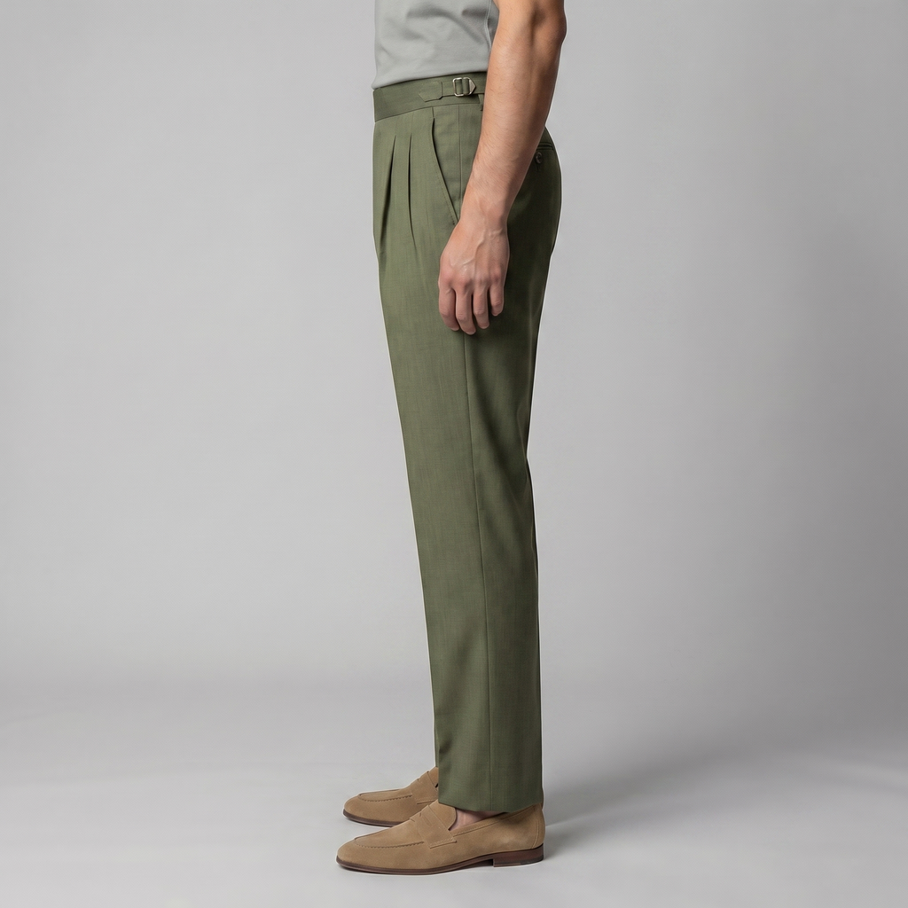 Men's Straight Leg Trousers - Retro Style Cotton Pants for Casual Wear