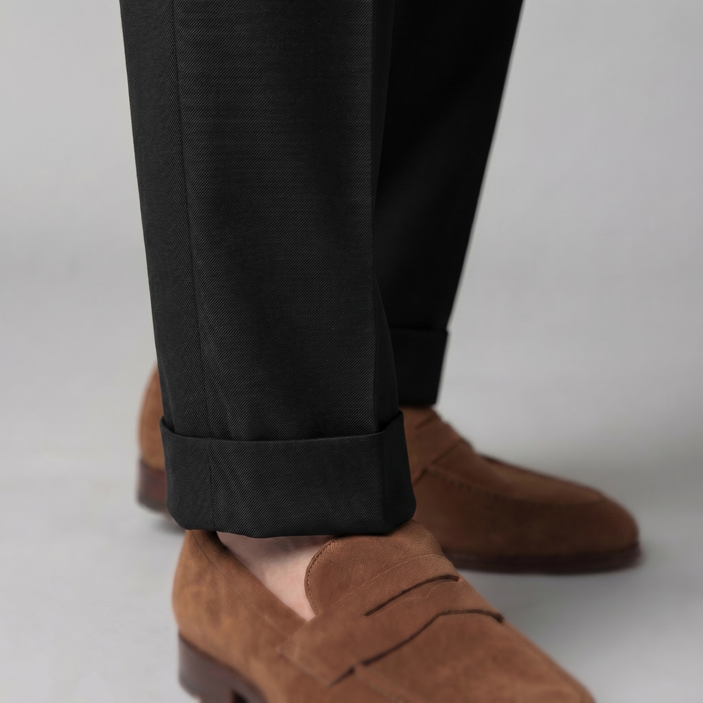 Men's Straight Leg Trousers - Retro Style Cotton Pants for Casual Wear