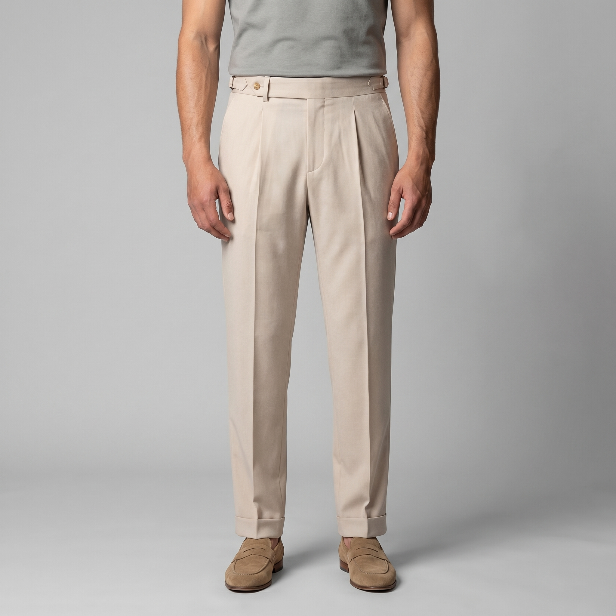 Men's Straight Leg Trousers - Retro Style Cotton Pants for Casual Wear