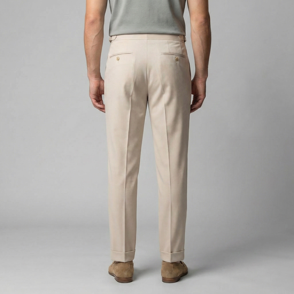 Men's Straight Leg Trousers - Retro Style Cotton Pants for Casual Wear