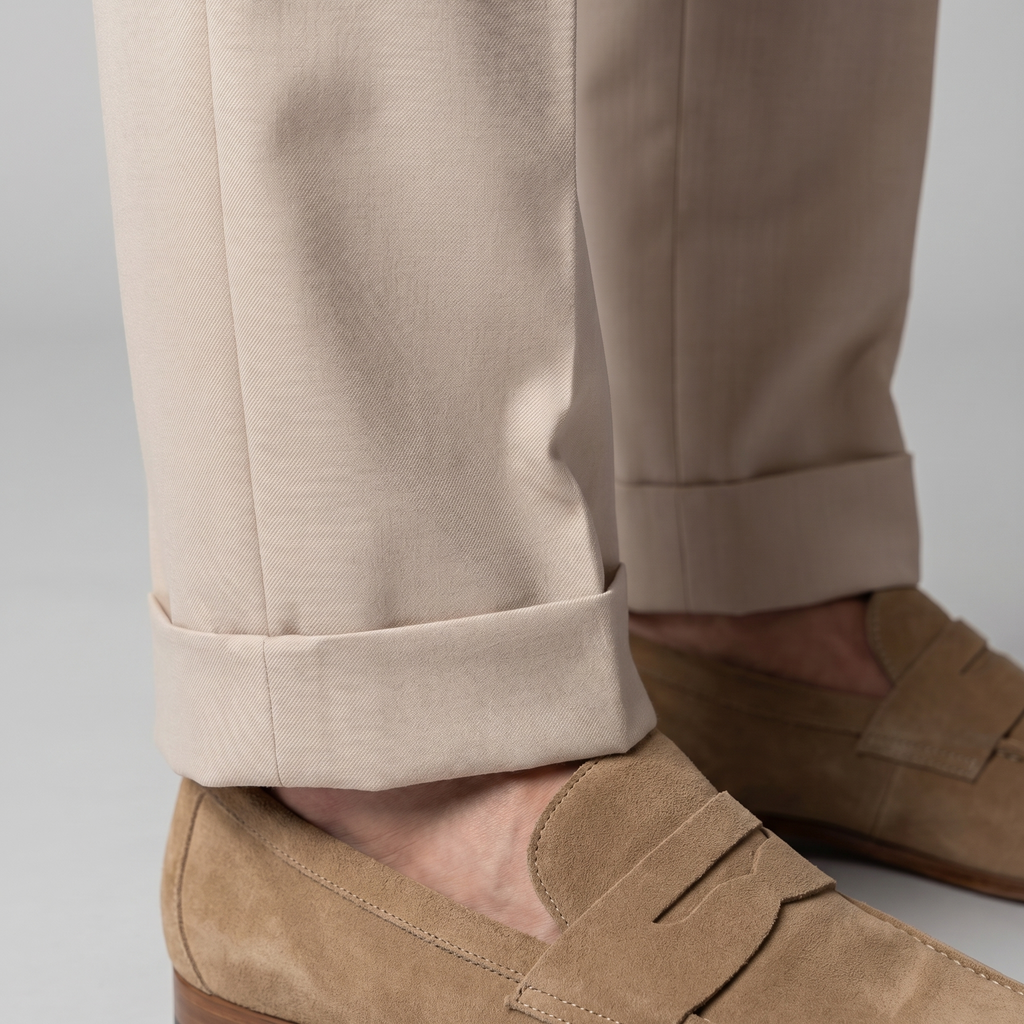 Men's Straight Leg Trousers - Retro Style Cotton Pants for Casual Wear
