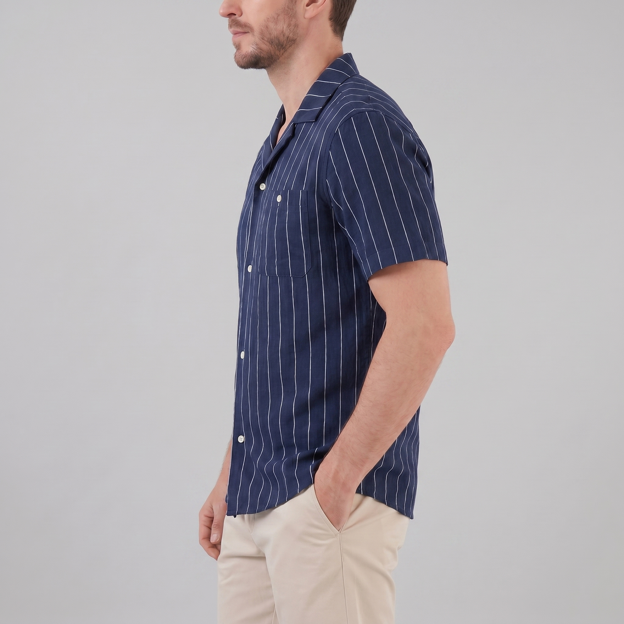 Men's Striped Cotton Button-Down Shirt for Casual or Business Wear