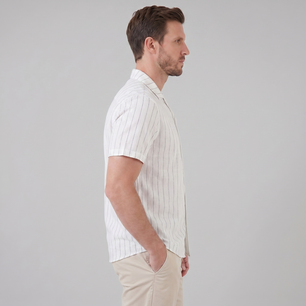 Men's Striped Cotton Button-Down Shirt for Casual or Business Wear