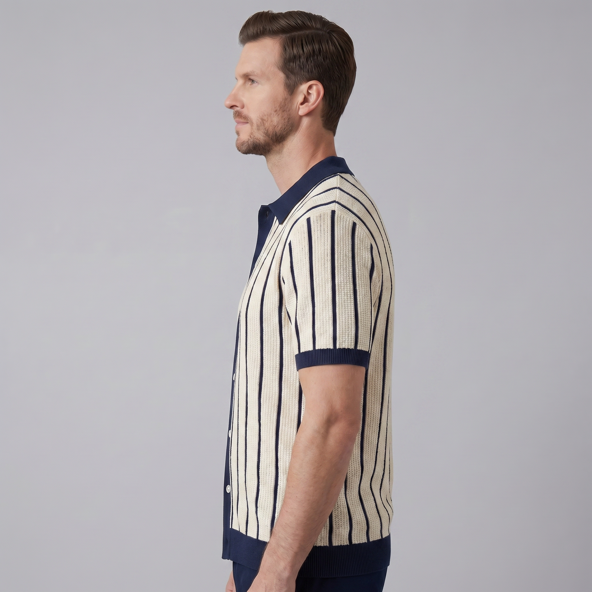 Men's Striped Cotton Button Down Shirt for Casual or Business Wear
