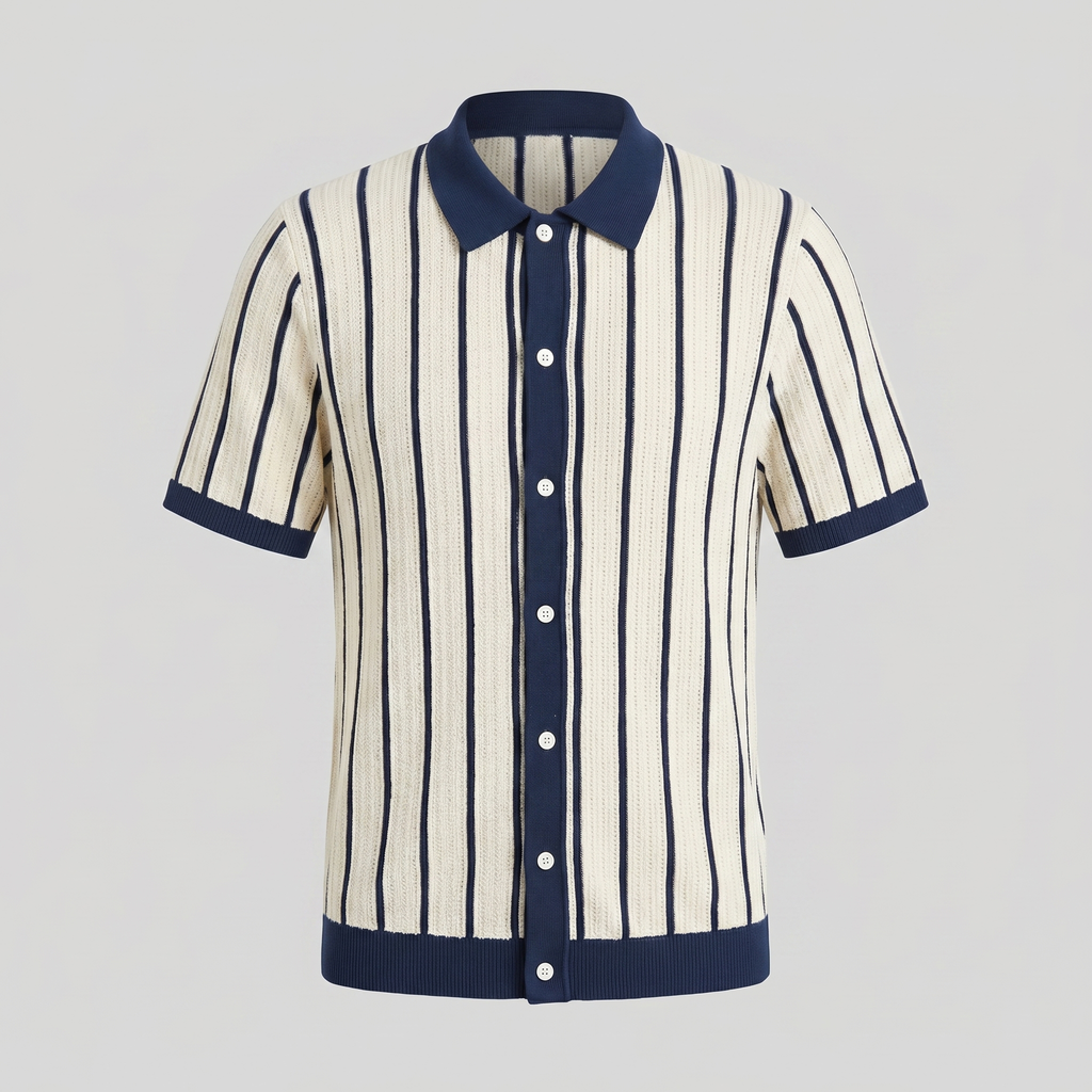 Men's Striped Cotton Button Down Shirt for Casual or Business Wear