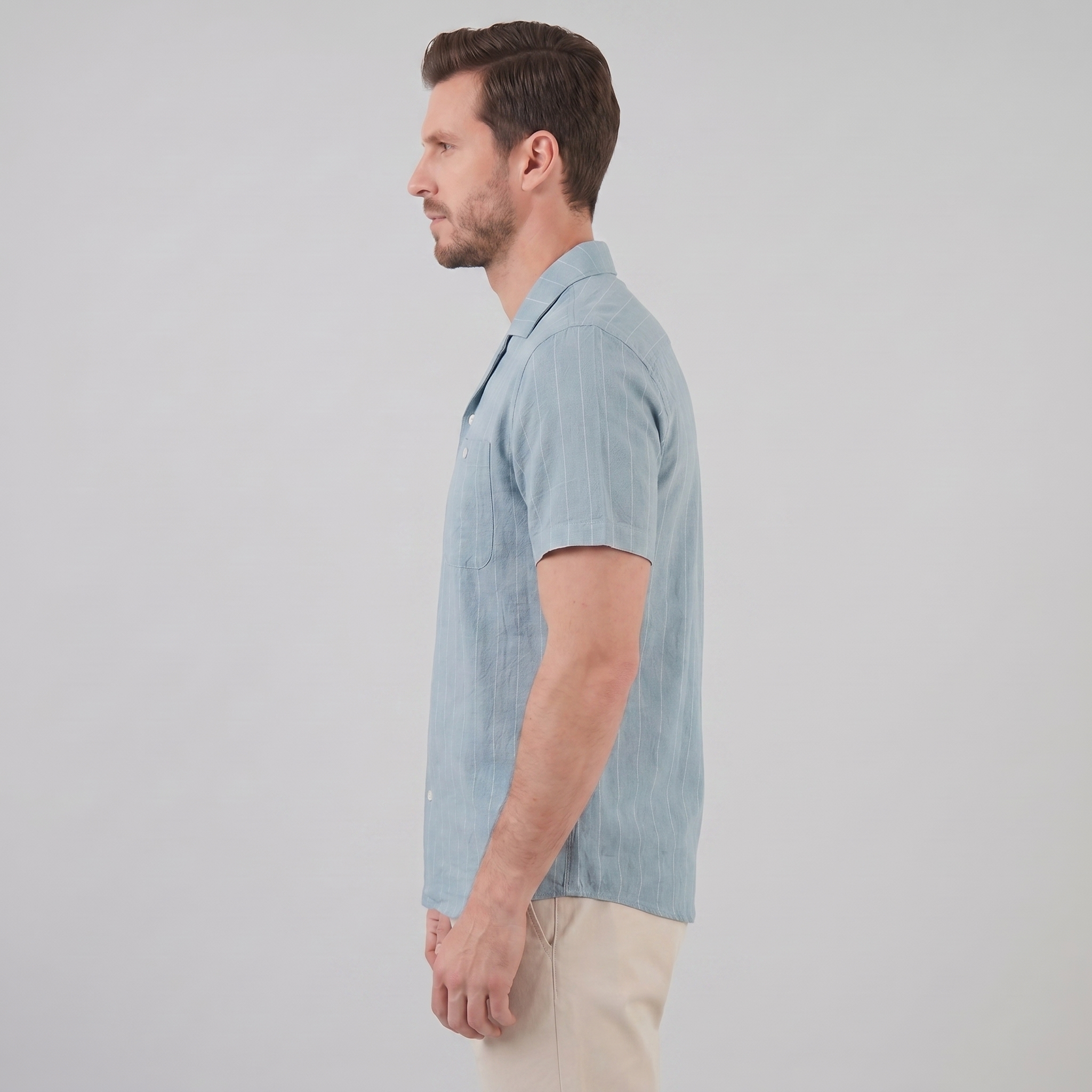 Men's Striped Cotton Button-Down Shirt for Casual or Business Wear