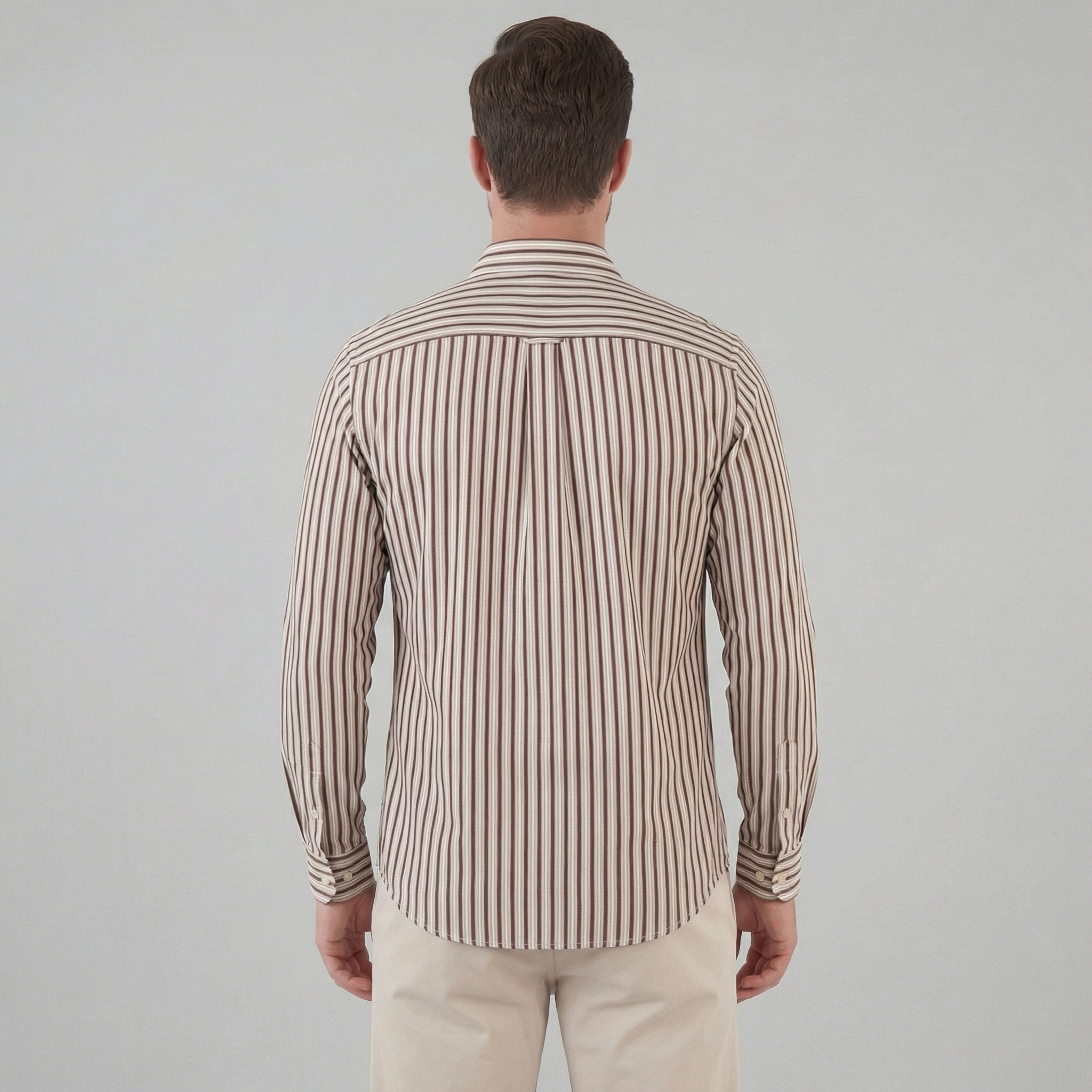 Men's Striped Cotton Dress Shirt - Tailored Fit for Business Casual Wear