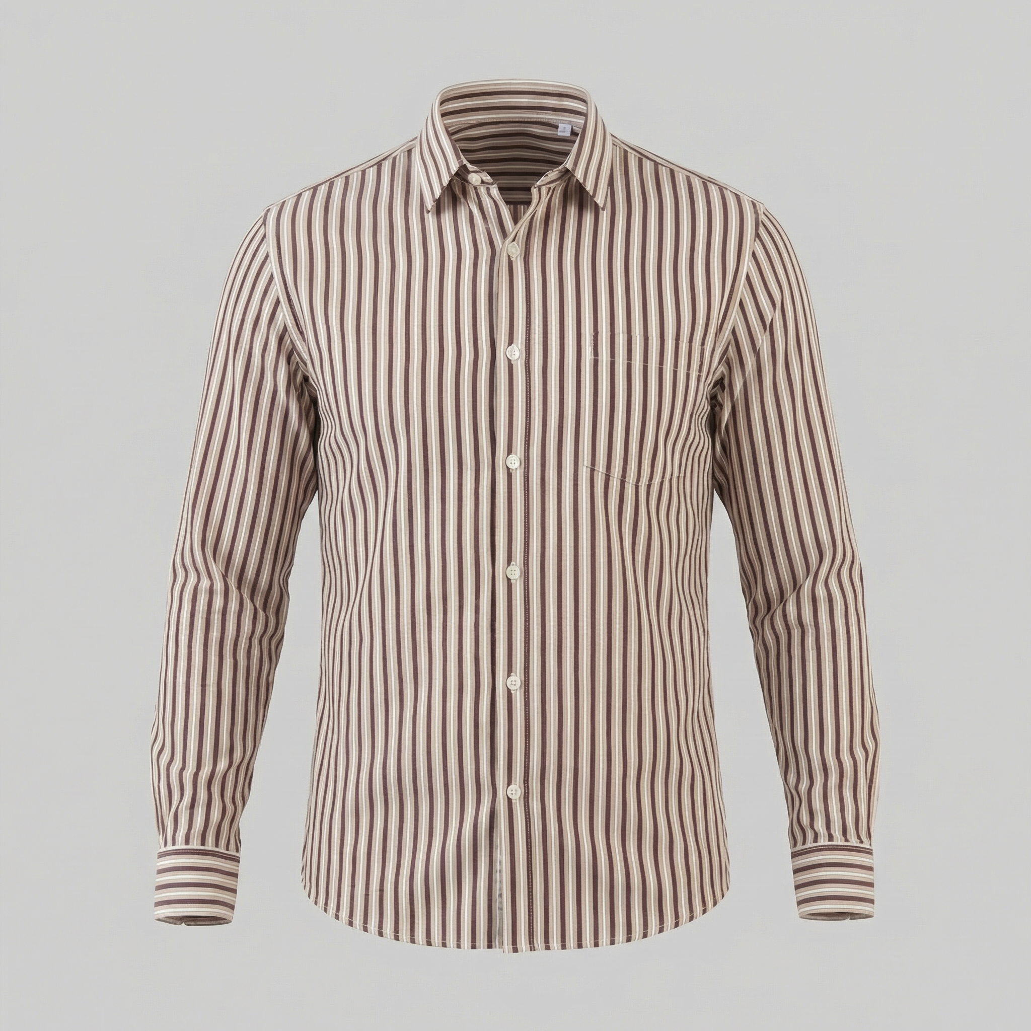 Men's Striped Cotton Dress Shirt - Tailored Fit for Business Casual Wear