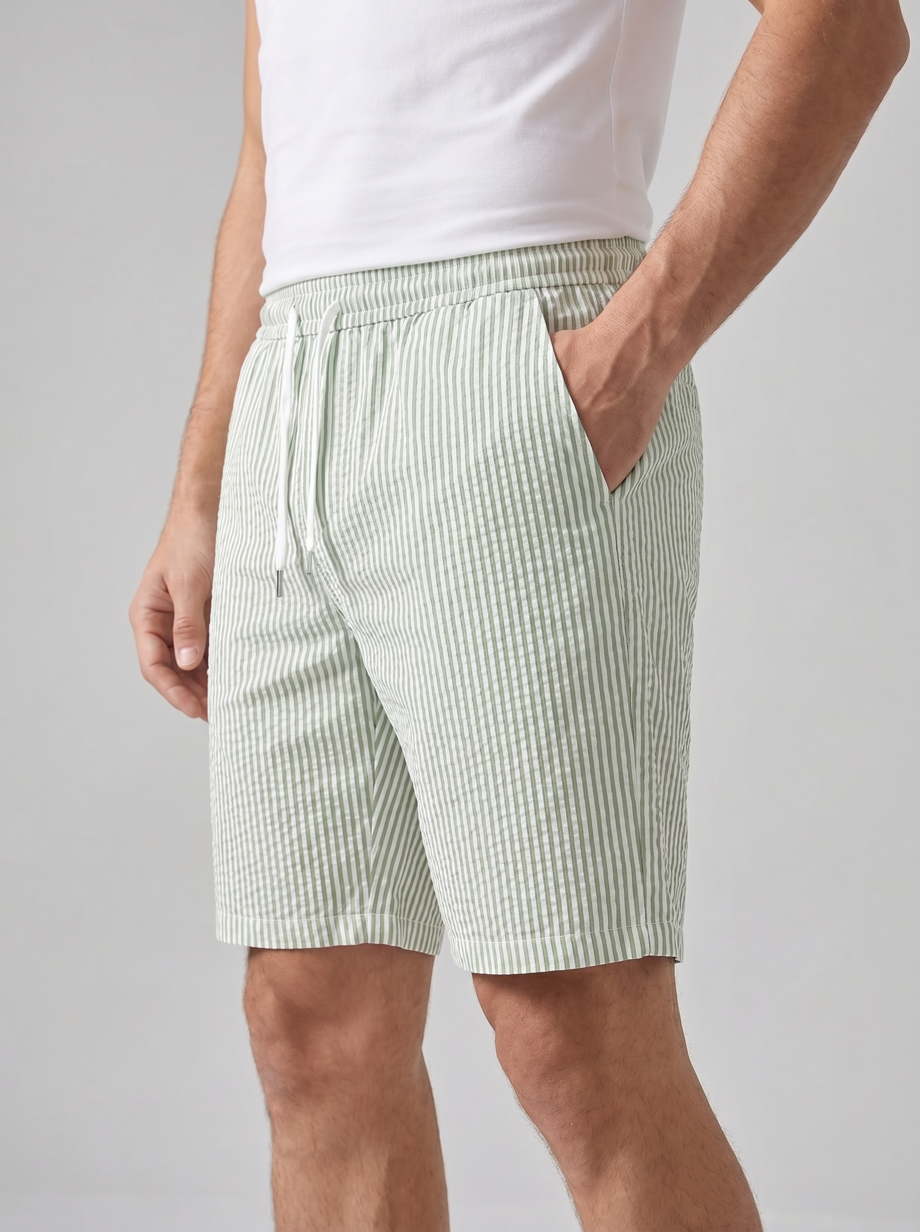 Men's Striped Cotton Summer Shorts for Casual Wear
