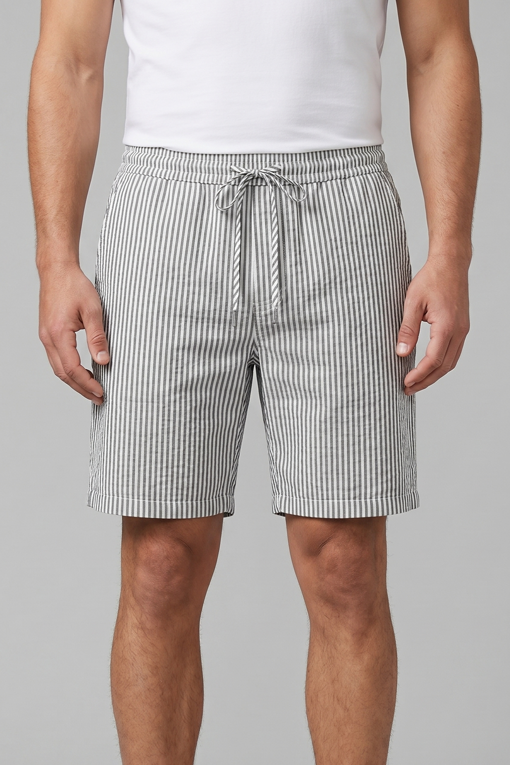 Men's Striped Cotton Summer Shorts for Casual Wear