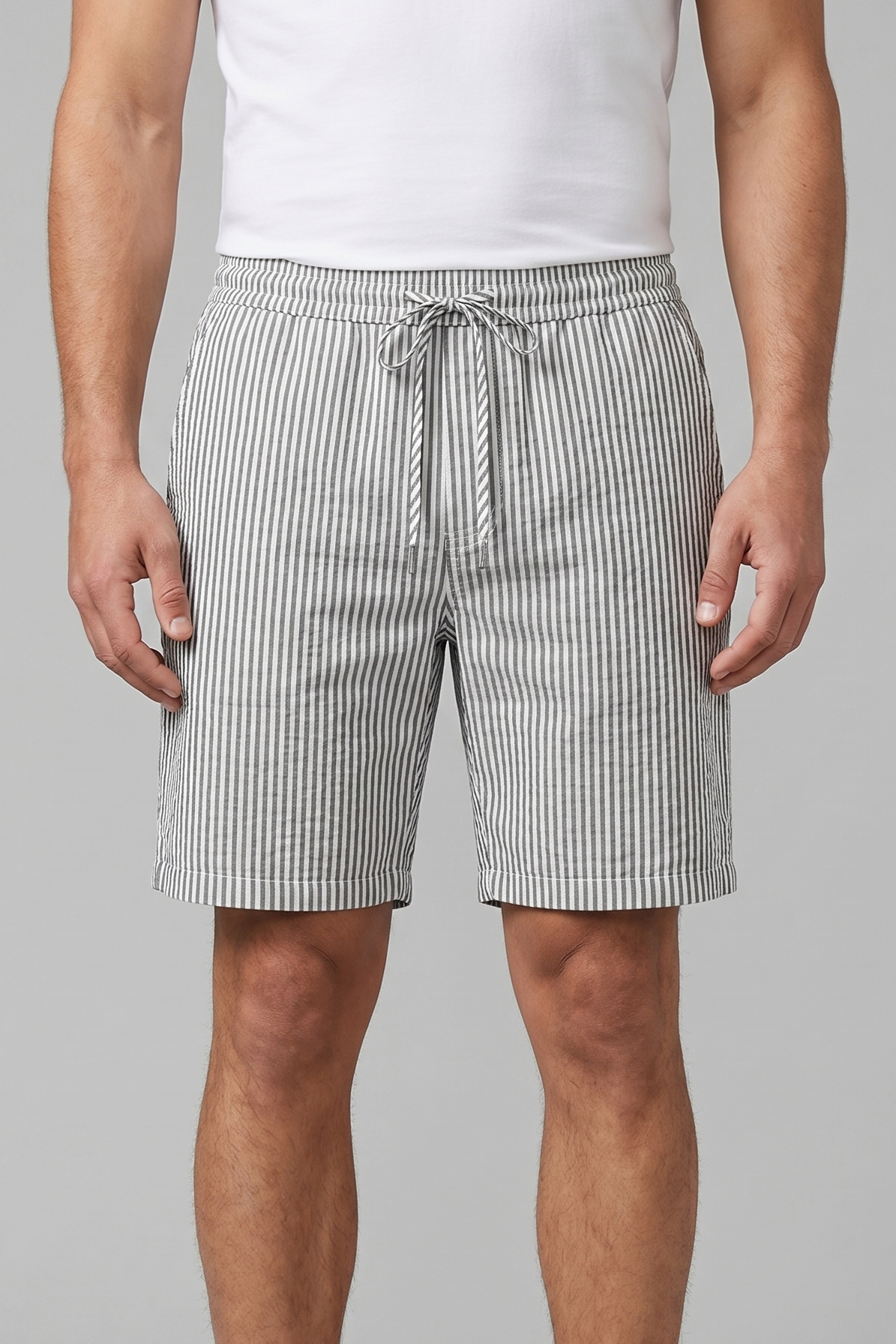 Men's Striped Cotton Summer Shorts for Casual Wear