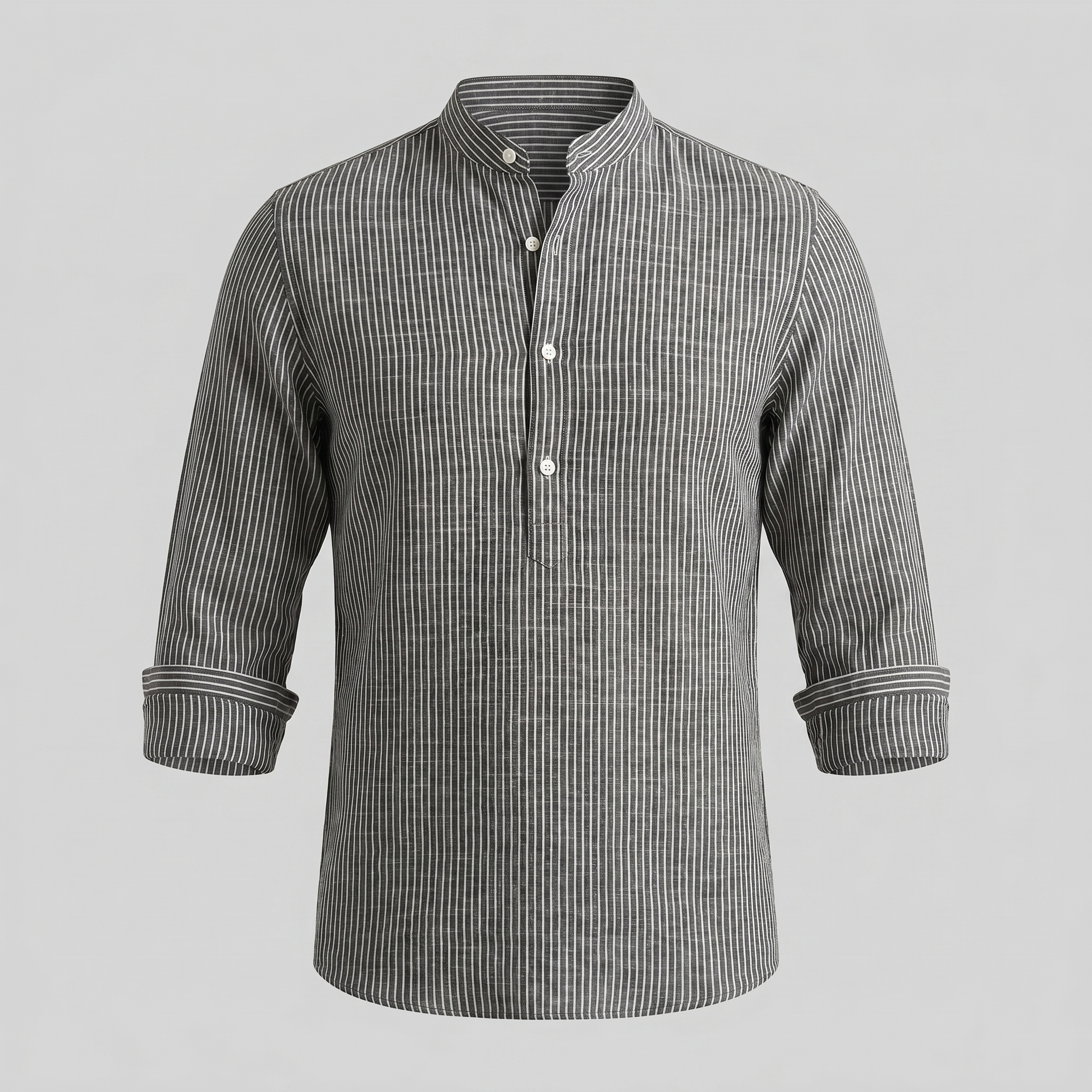 Men's Striped Long Sleeve Henley Shirt - Cotton Casual Wear Top
