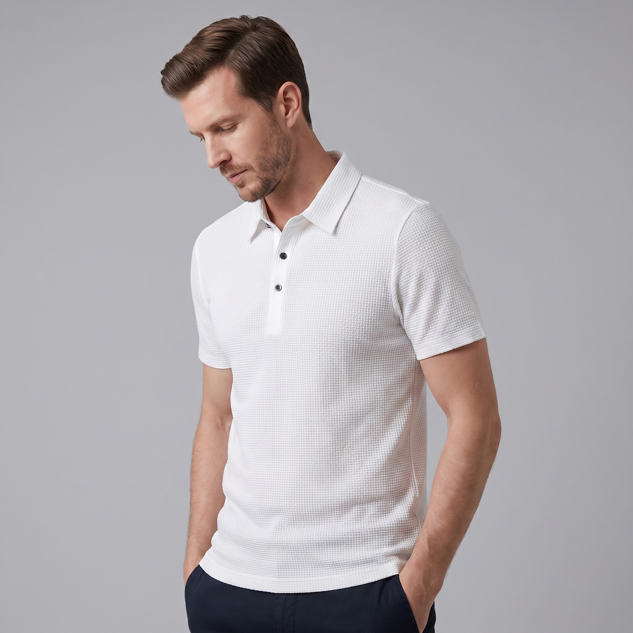 Men's Structured Cotton Polo Shirt for Casual and Business Wear