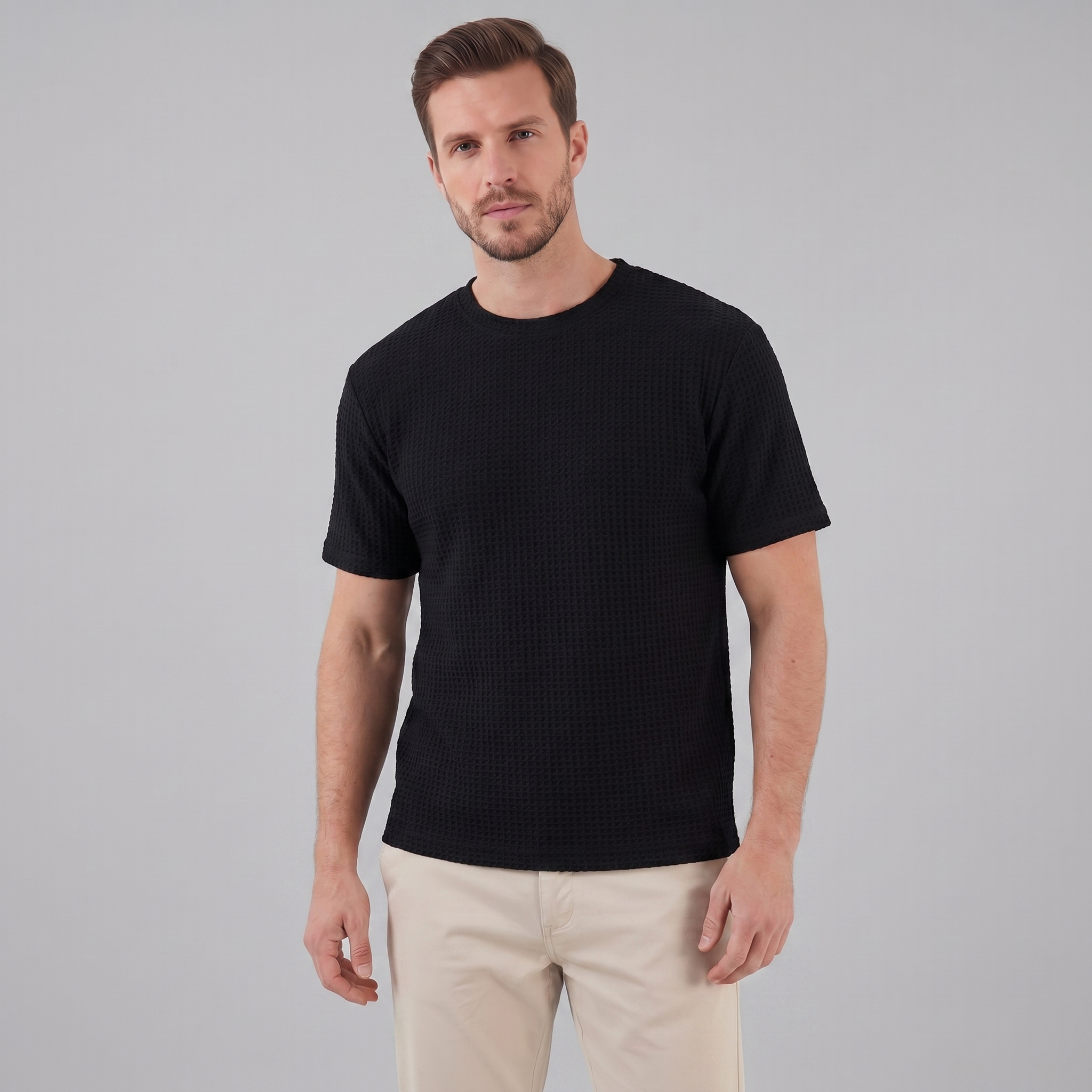 Men's Structured Cotton T-Shirt for Summer Casual Wear