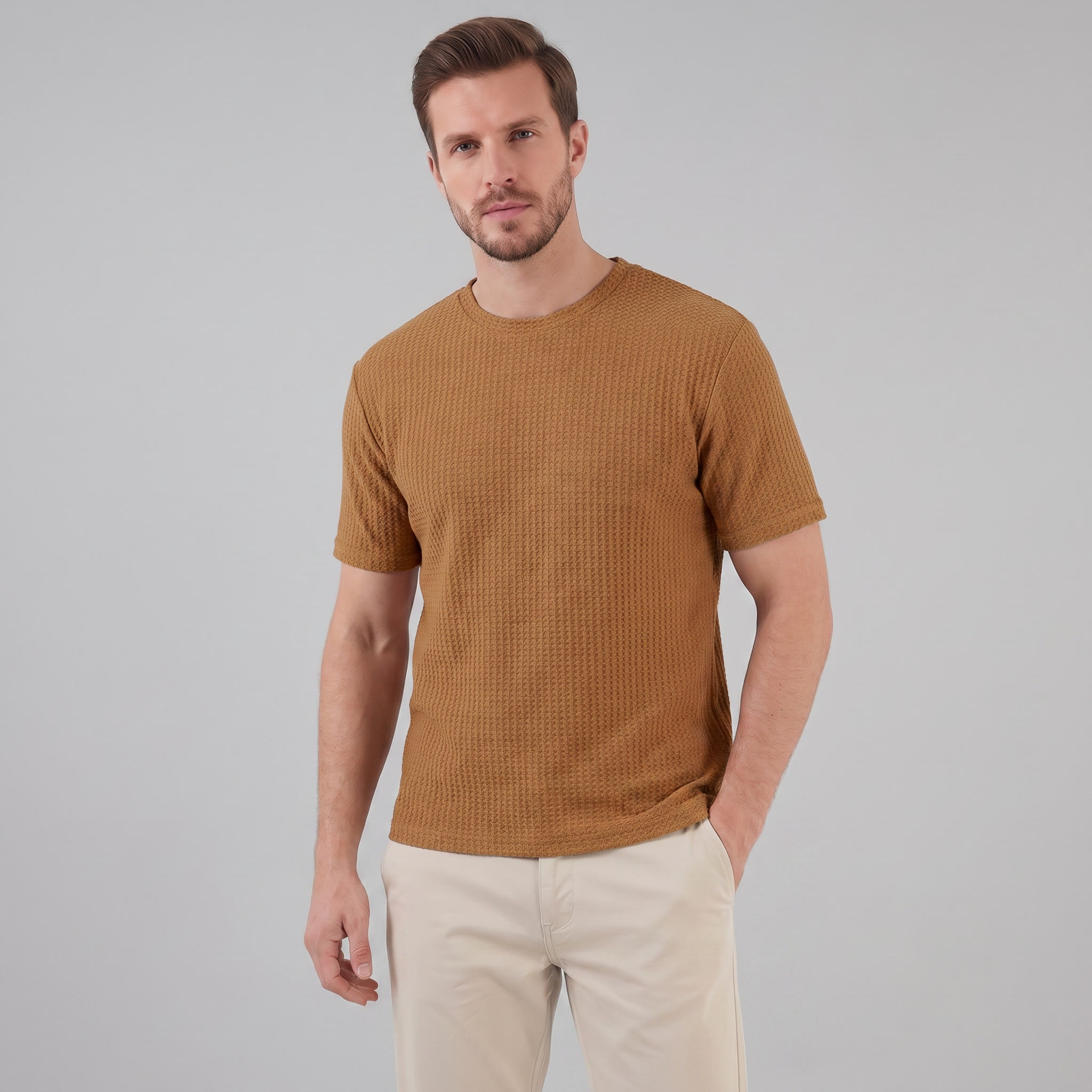 Men's Structured Cotton T-Shirt for Summer Casual Wear