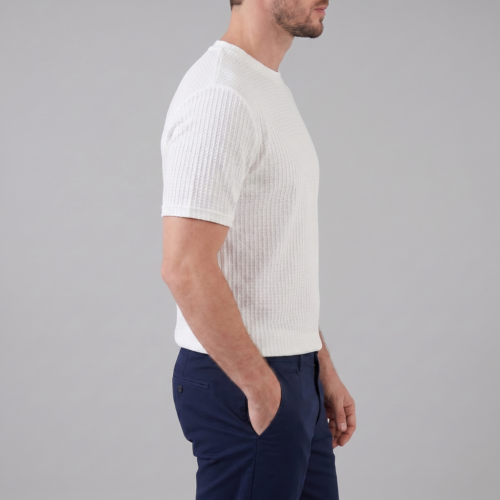 Men's Structured Cotton T-Shirt for Summer Casual Wear