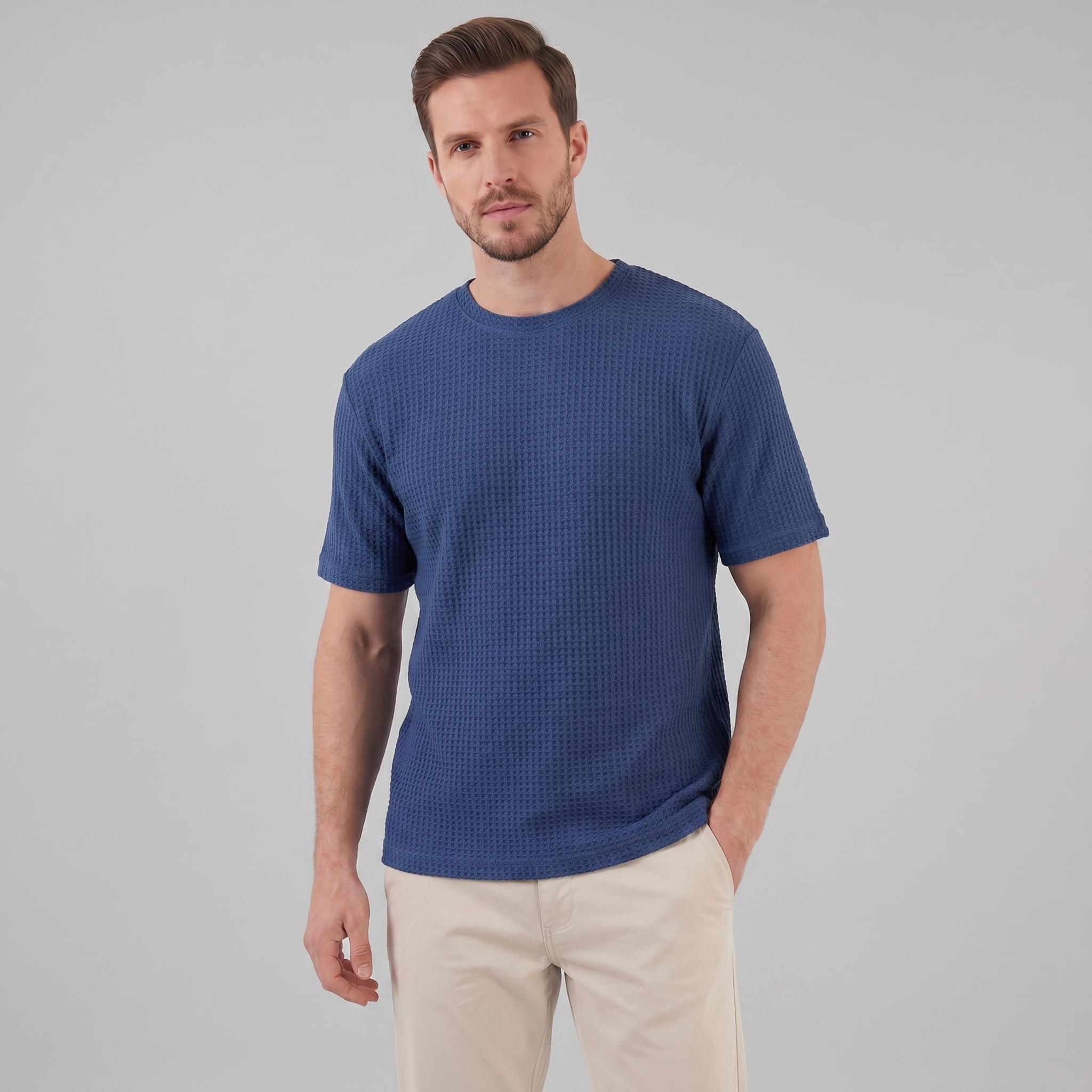 Men's Structured Cotton T-Shirt for Summer Casual Wear