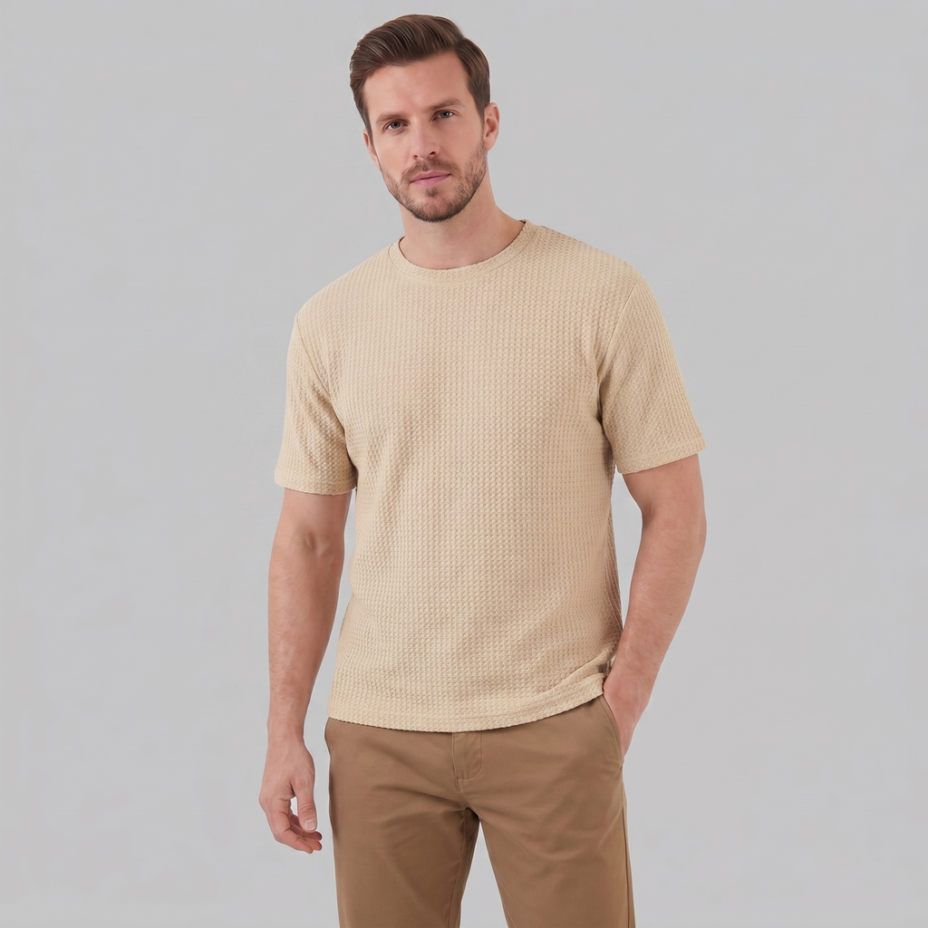 Men's Structured Cotton T-Shirt for Summer Casual Wear