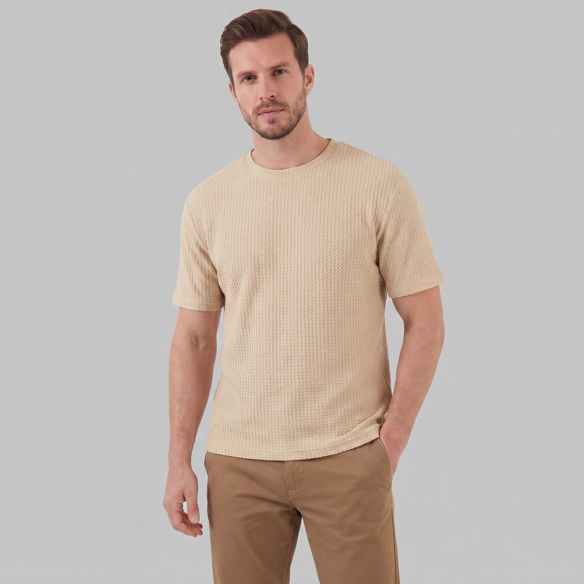 Men's Structured Cotton T-Shirt for Summer Casual Wear