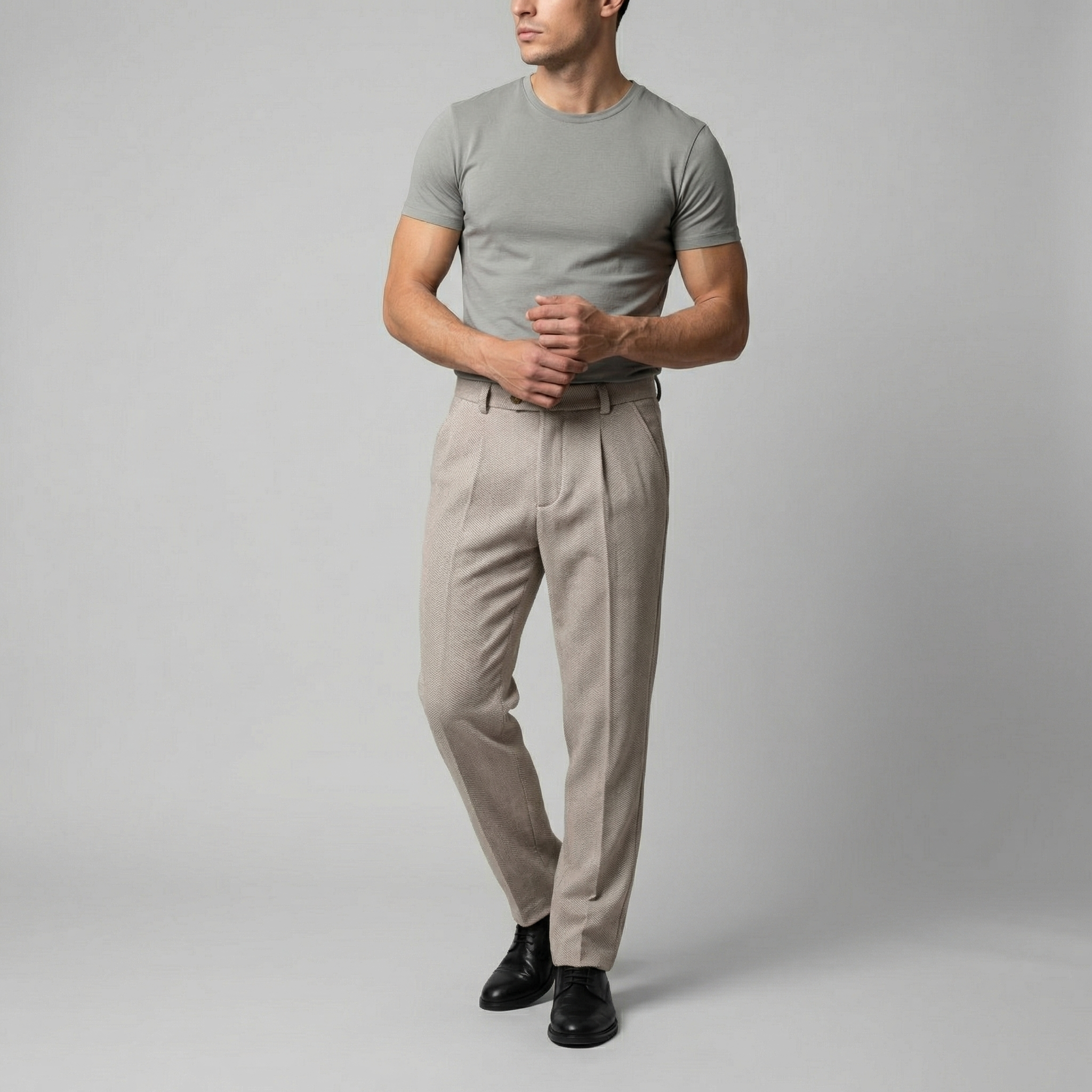Men's Tapered Trousers - Classic Fit, Lightweight Fabric, Casual or Office Wear