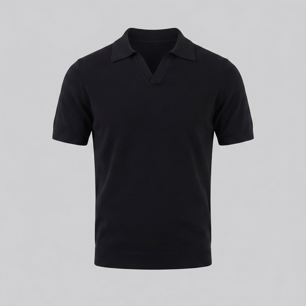 Men's V-Neck Polo Shirt - Lightweight Cotton - Casual Summer Wear - Multiple Colors