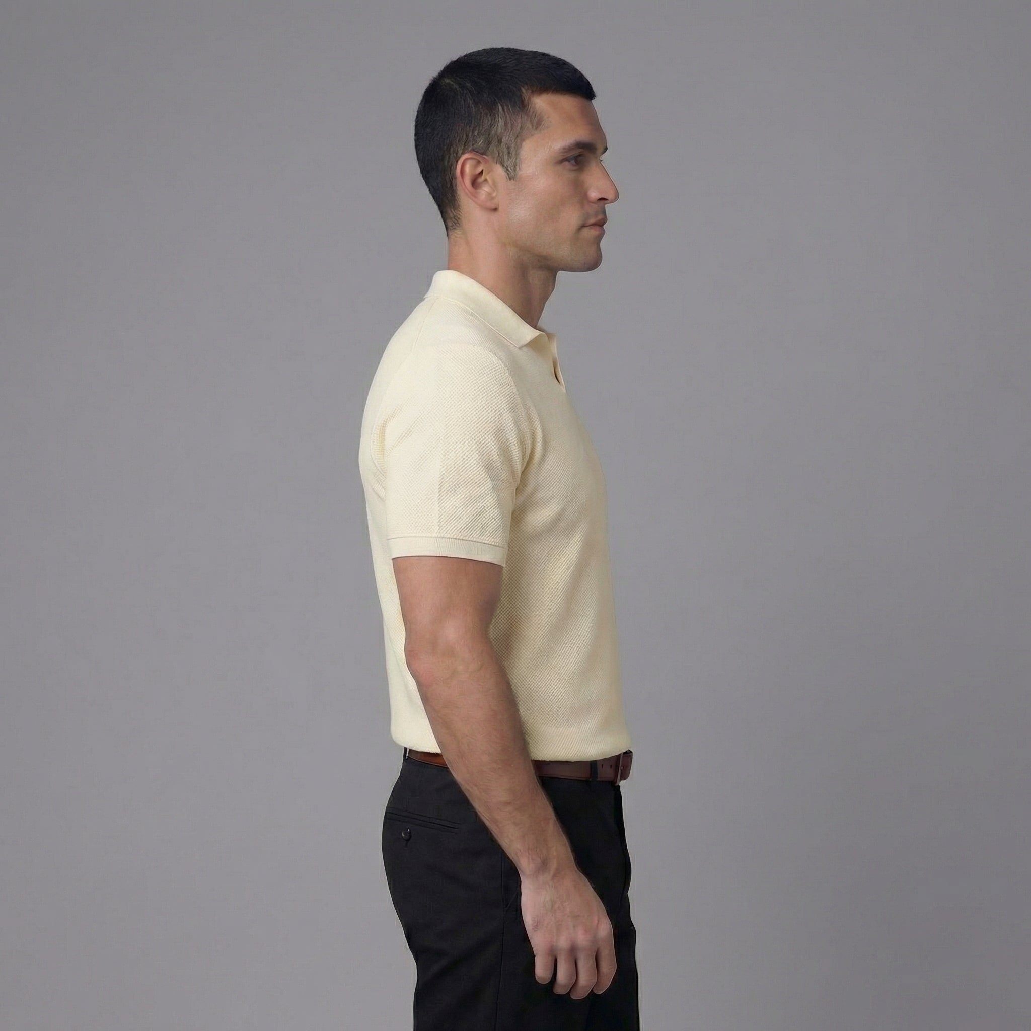 Men's V-Neck Polo Shirt - Structured Fit - Casual Wear - Various Colors