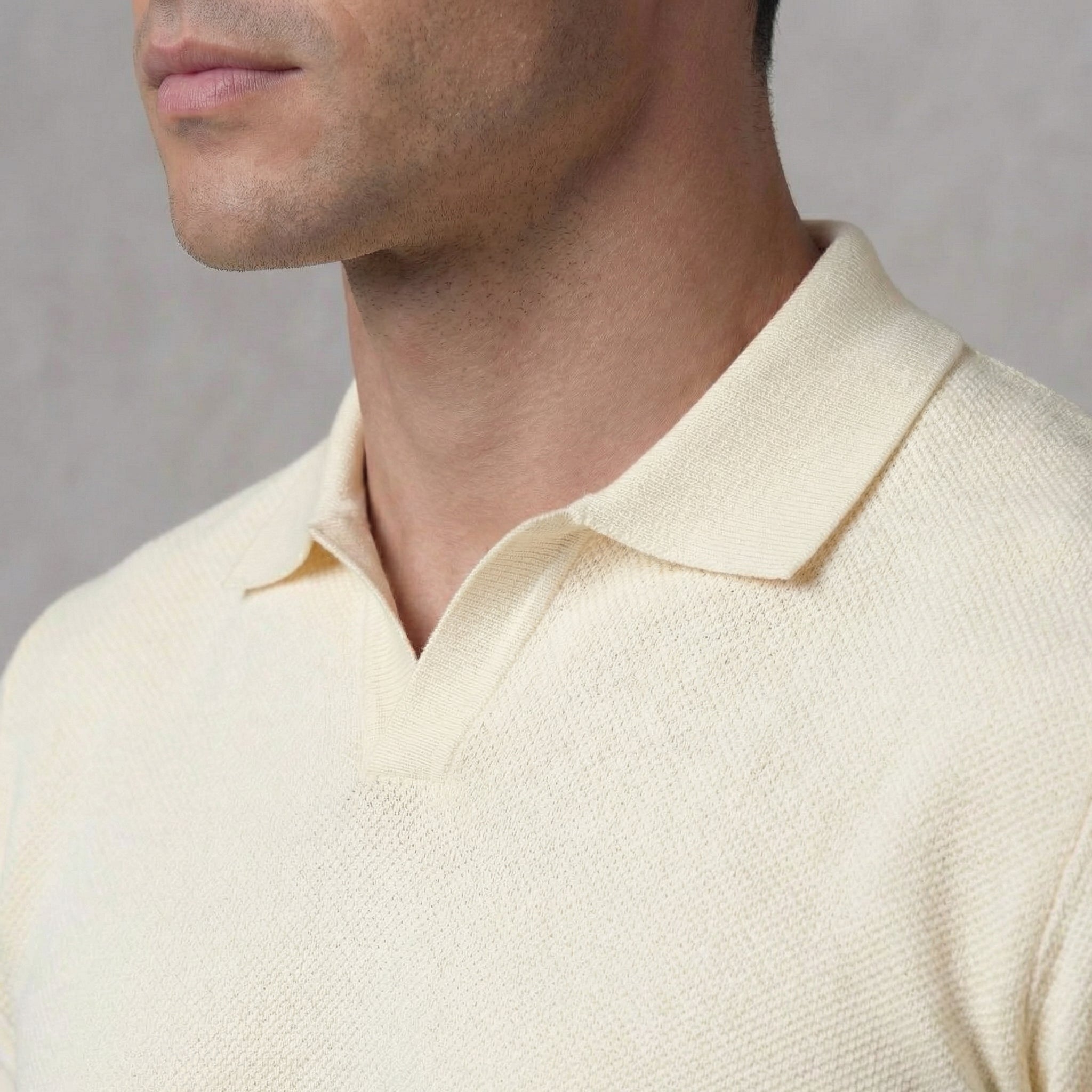 Men's V-Neck Polo Shirt - Structured Fit - Casual Wear - Various Colors