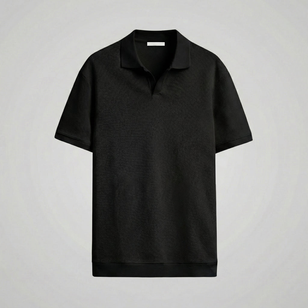 Men's V-Neck Polo Shirt - Structured Fit - Casual Wear - Various Colors