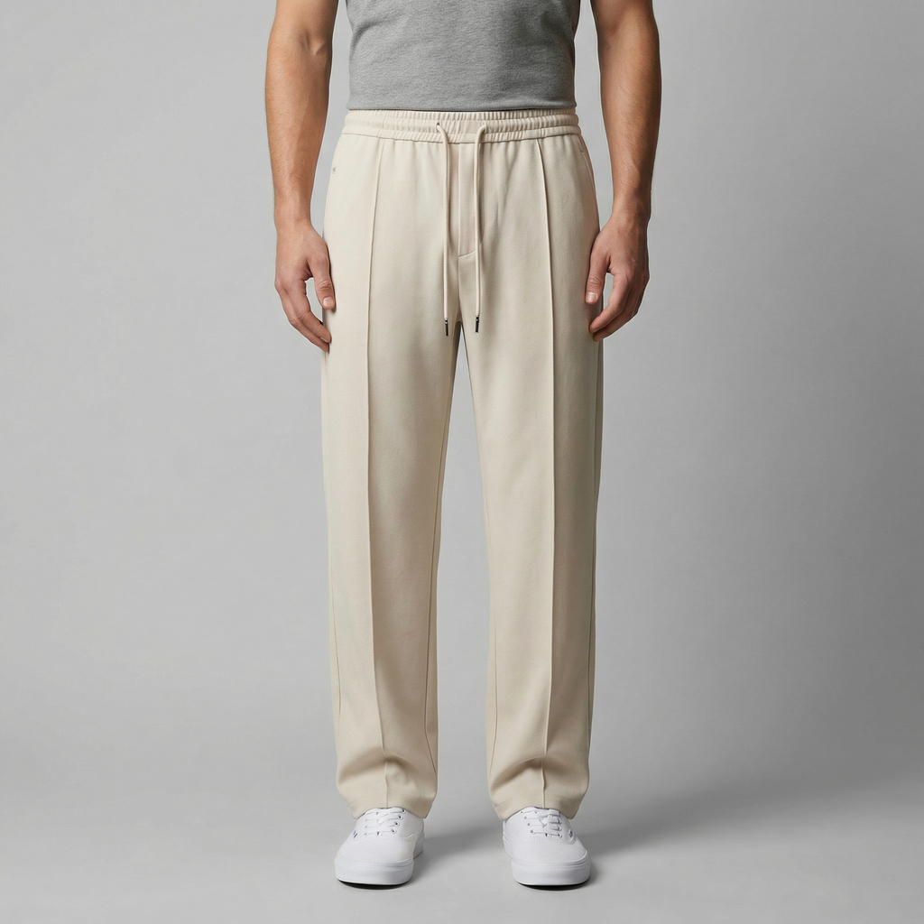 Men's Wide Leg Drawstring Trousers - Comfortable Casual Pants for Everyday Wear