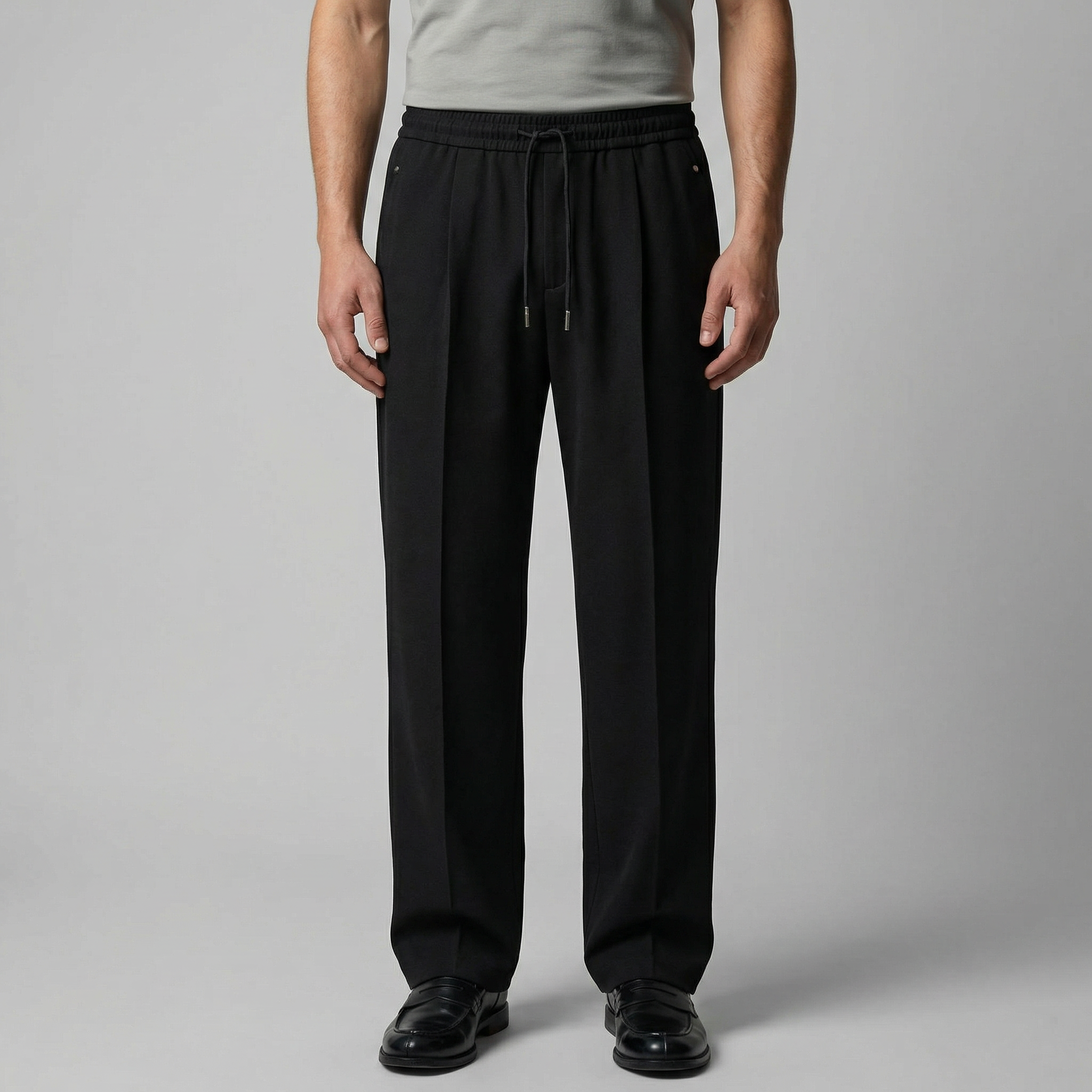 Men's Wide Leg Drawstring Trousers - Comfortable Casual Pants for Everyday Wear