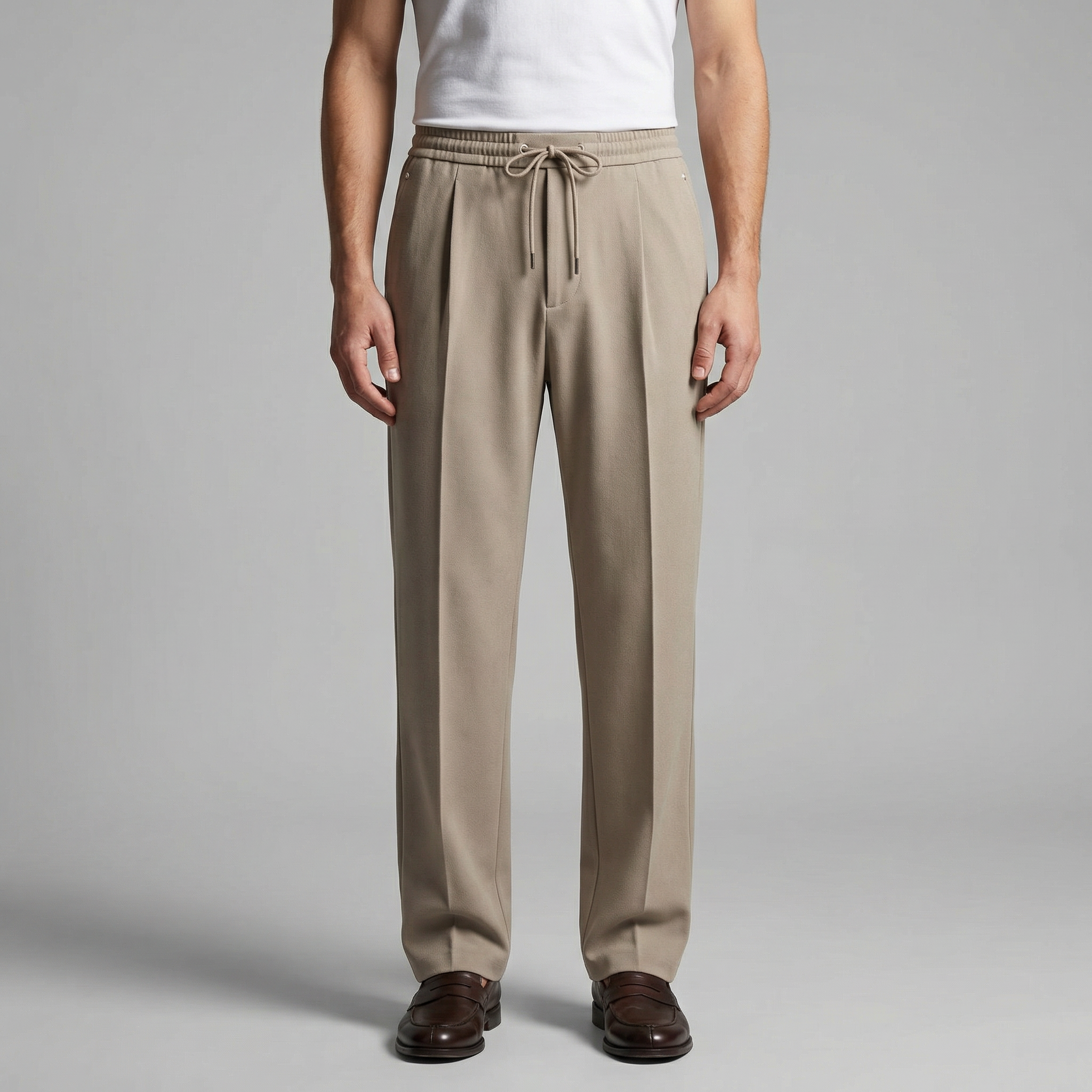 Men's Wide Leg Drawstring Trousers - Comfortable Casual Pants for Everyday Wear
