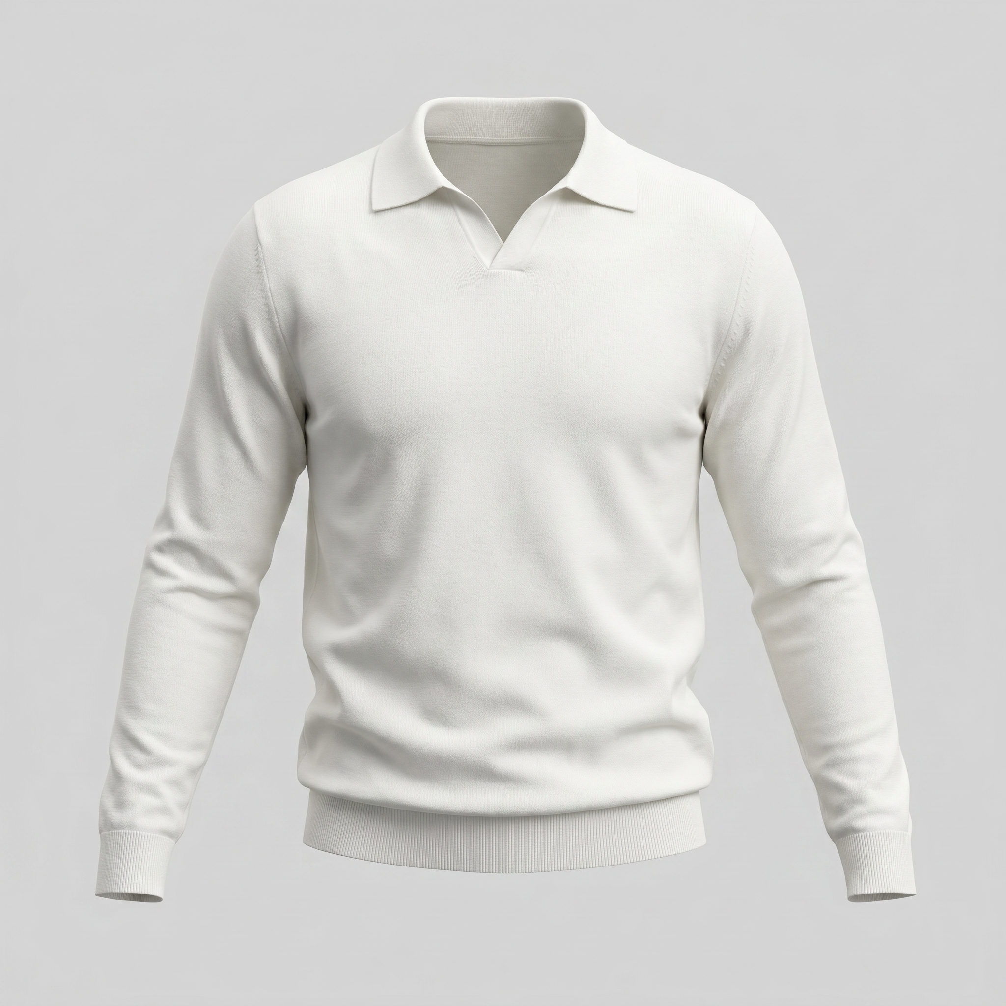 Men's Wool V-Neck Polo Shirt - Soft Knit Fabric for Casual Wear