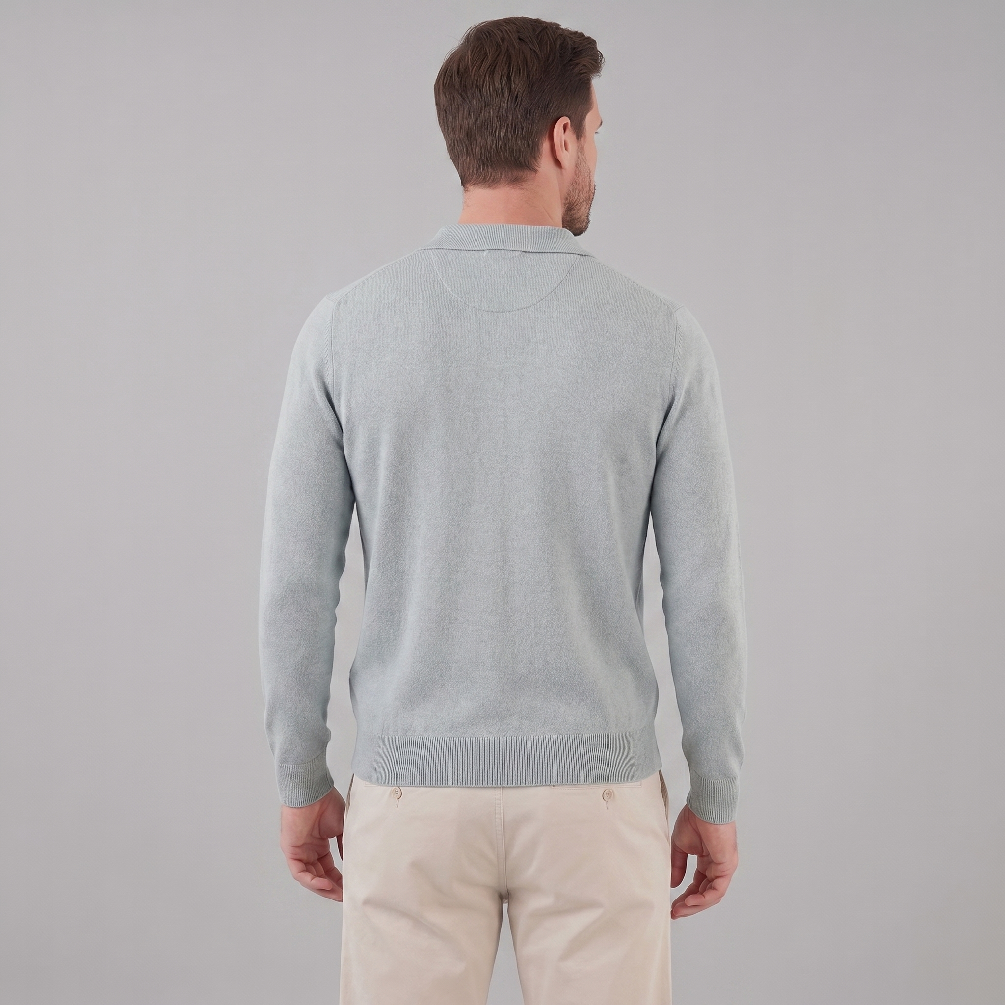 Men's Wool V-Neck Polo Shirt - Soft Knit Fabric for Casual Wear