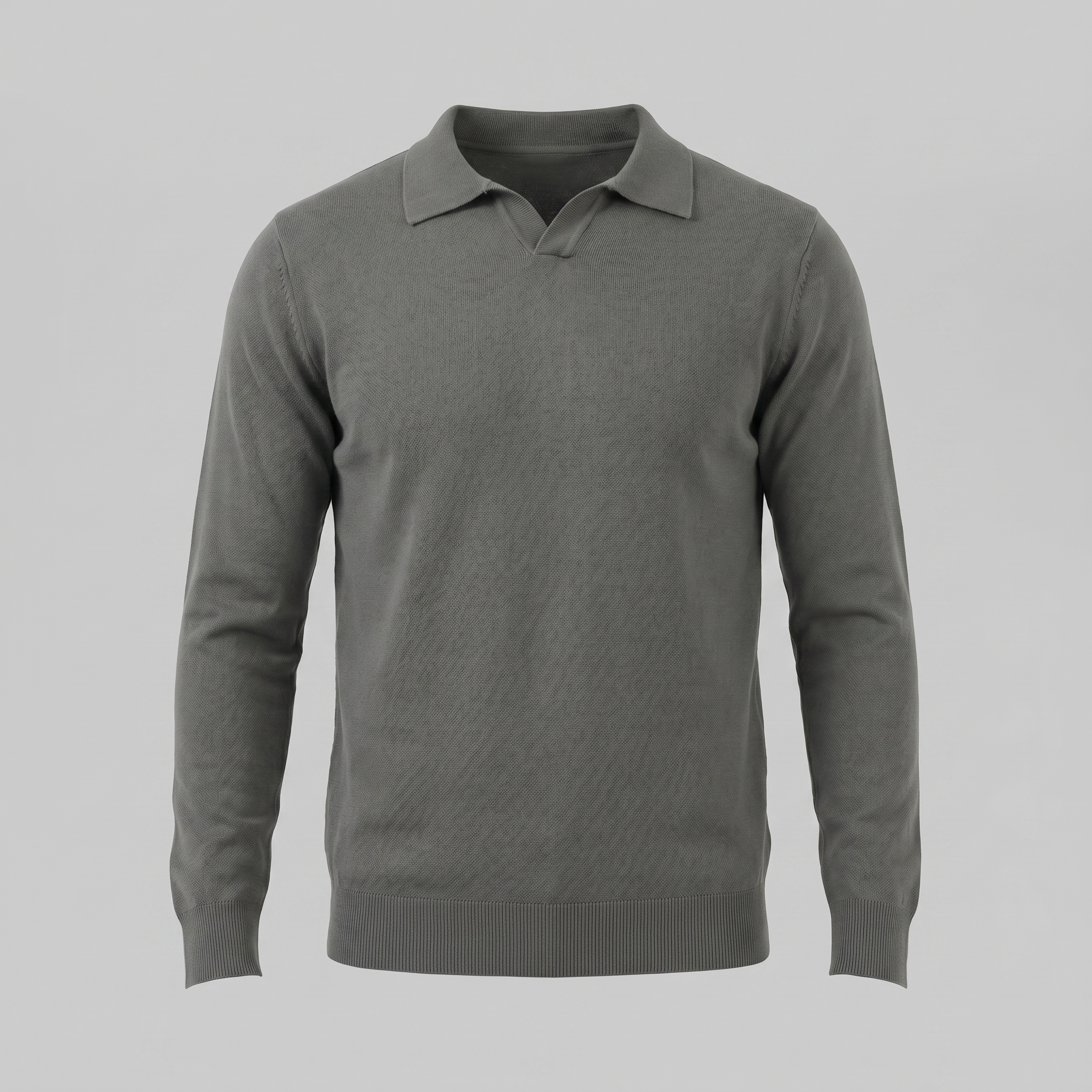 Men's Wool V-Neck Polo Shirt - Soft Knit Fabric for Casual Wear