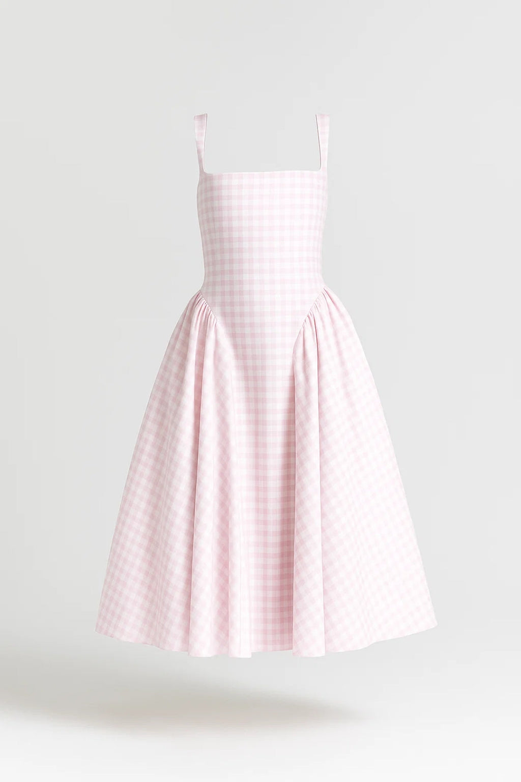 Checkered Square-Neck Midi Dress Women UK – Retro Style Garden Party Cocktail Attire