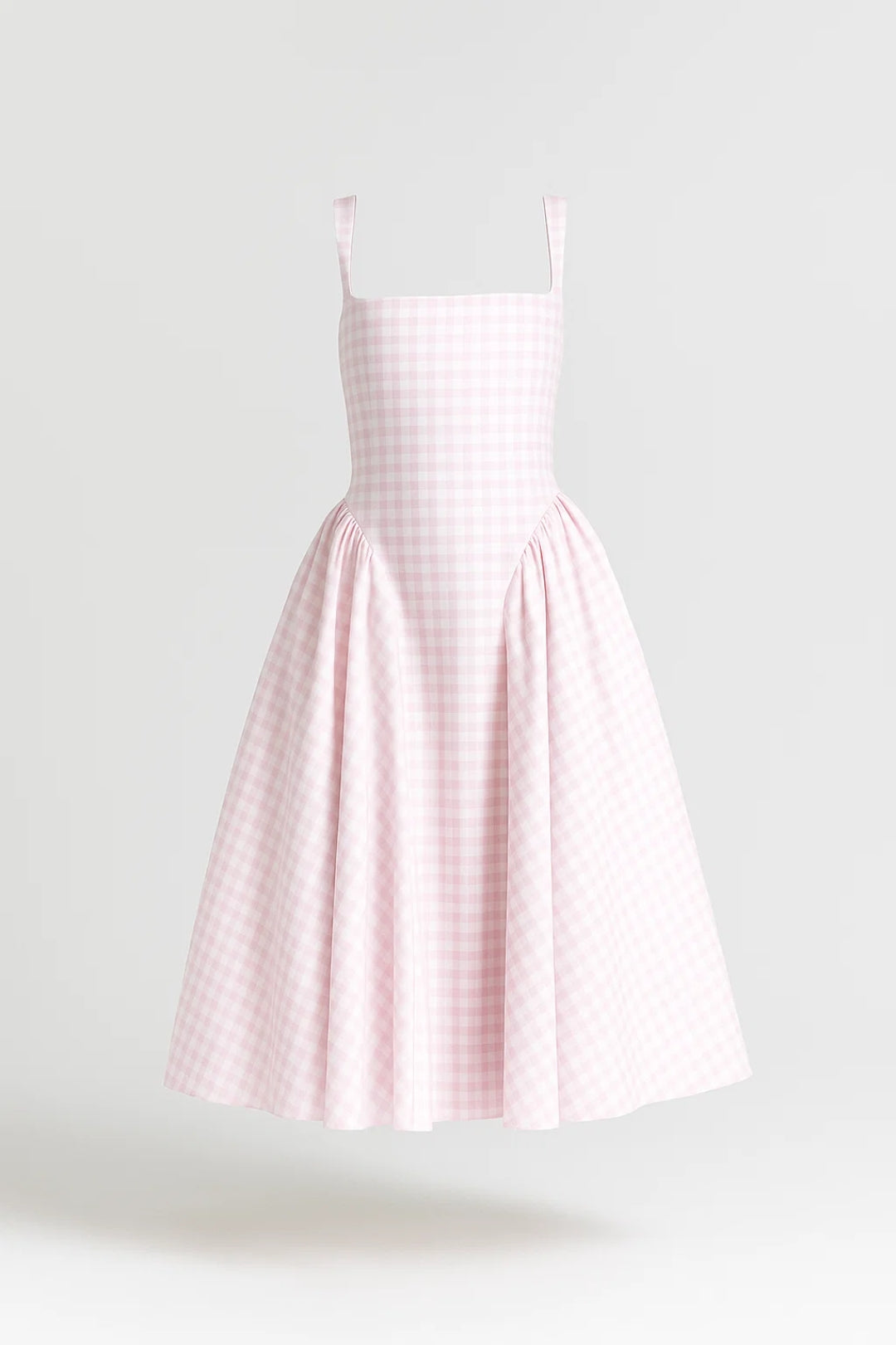 Checkered Square-Neck Midi Dress Women UK – Retro Style Garden Party Cocktail Attire