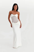 Twist-Knot Mesh Panel Maxi Dress Women UK – Evening Gown, Cocktail Event