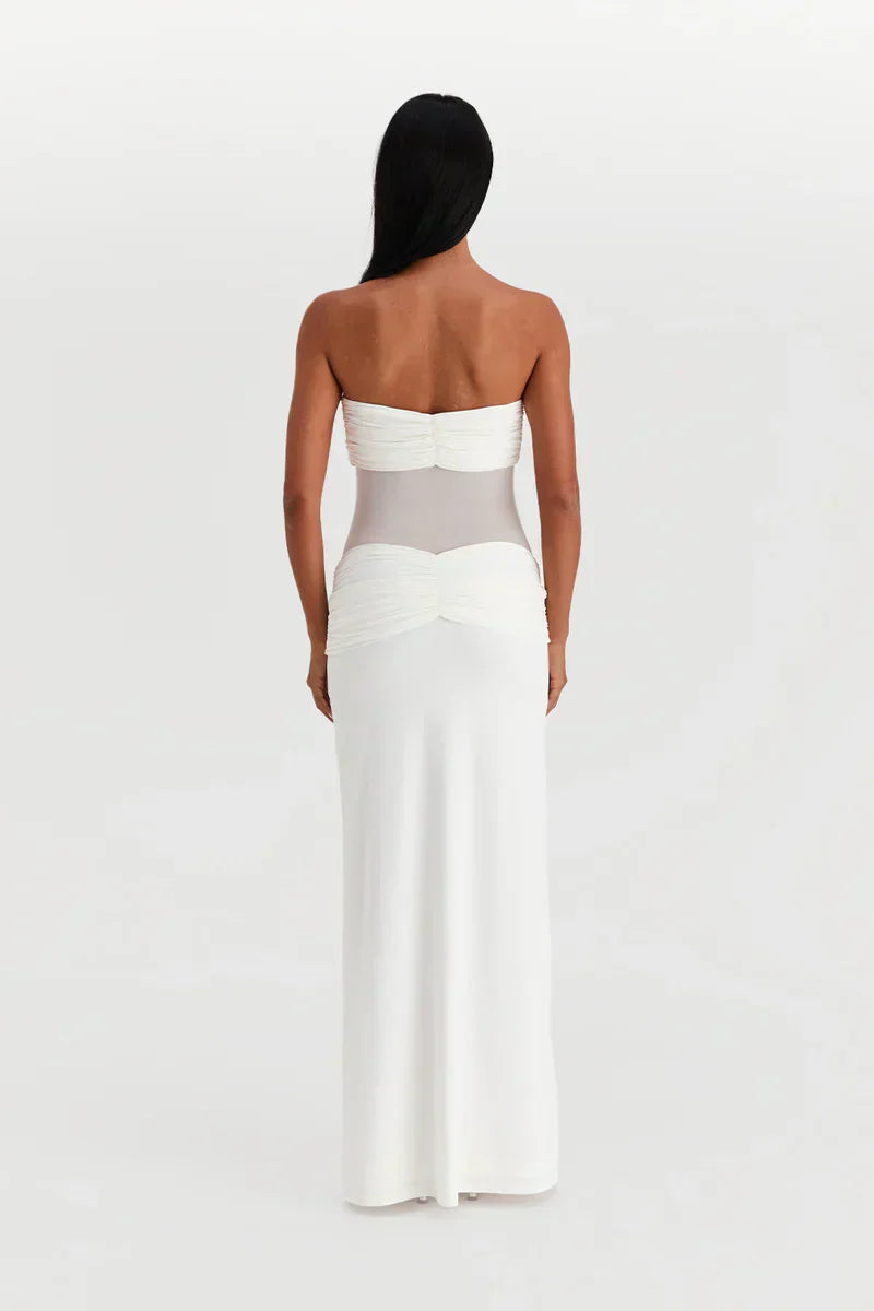 Twist-Knot Mesh Panel Maxi Dress Women UK – Evening Gown, Cocktail Event