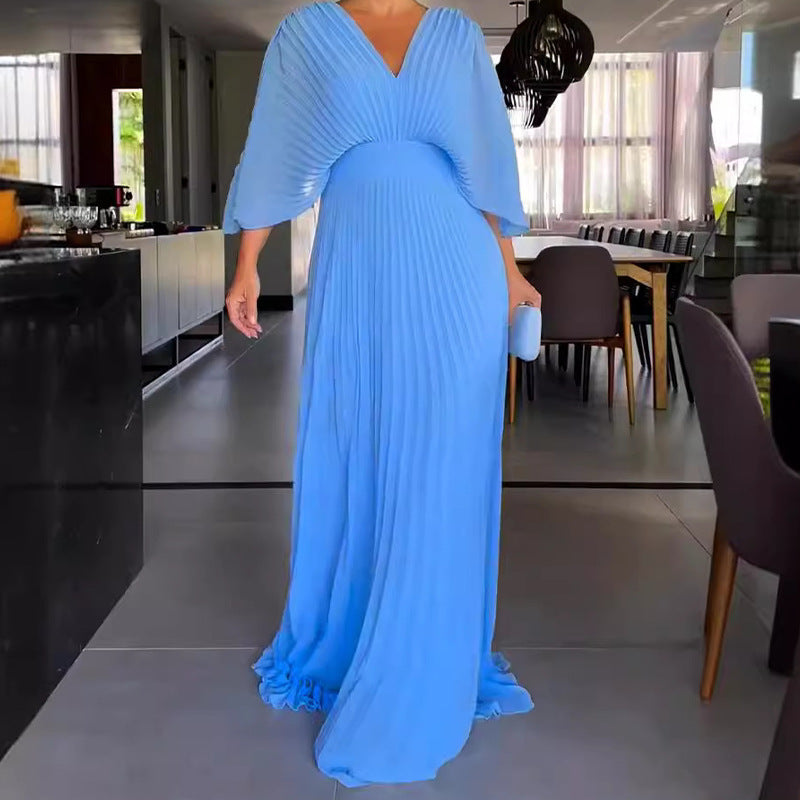 Vibrant Pleated Maxi Dress Women UK – Summer Wedding, Gala Event
