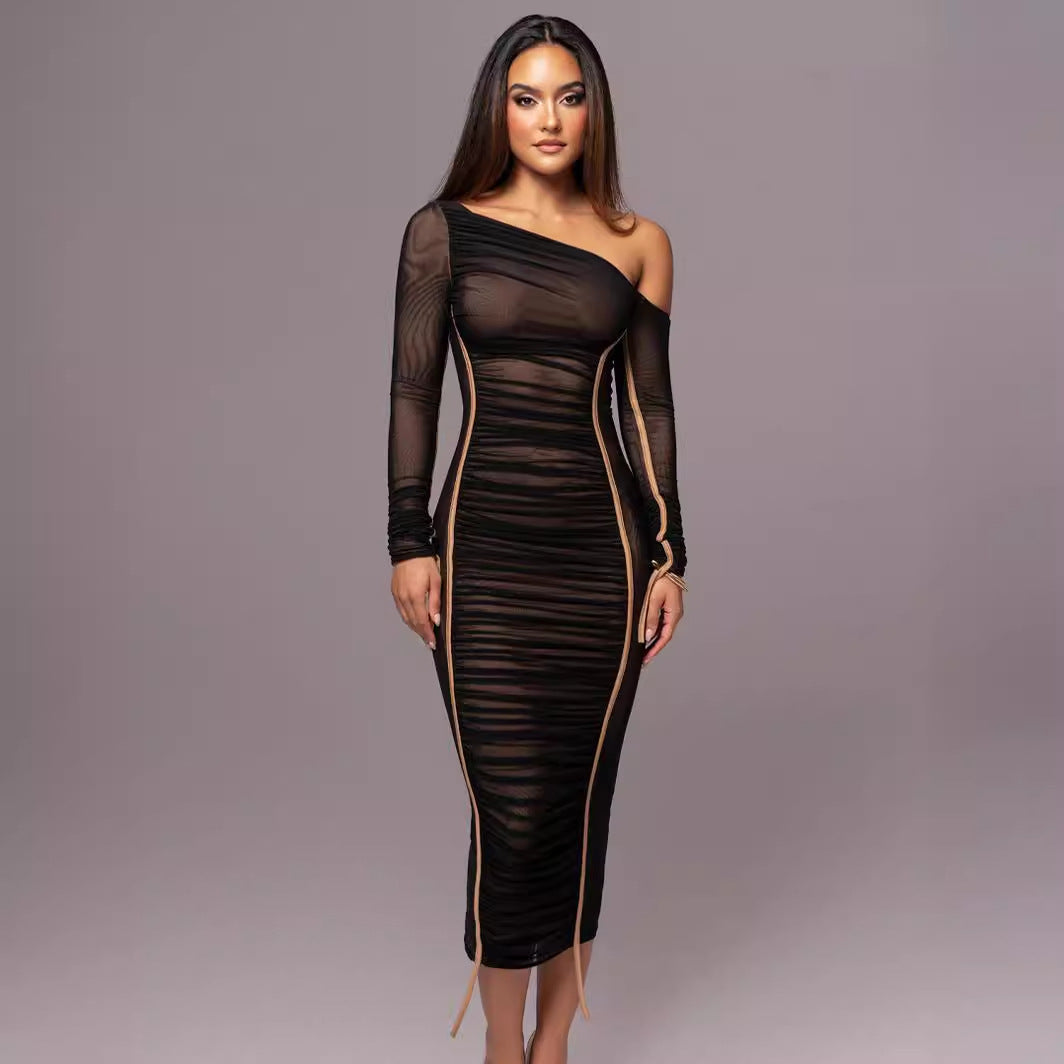 Bodycon Long Sleeve Midi Dress Women UK – Wedding Guest Cocktail Evening Gown, Formal Occasion
