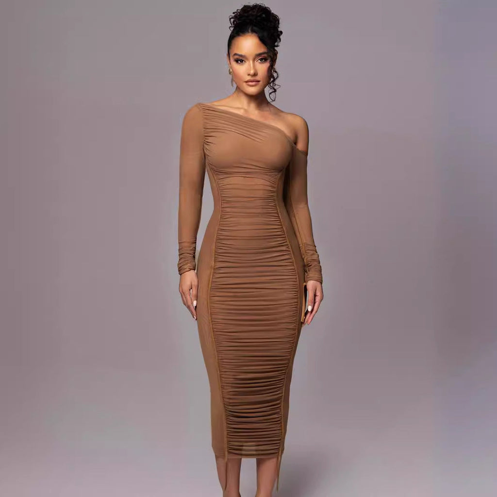 Bodycon Long Sleeve Midi Dress Women UK – Wedding Guest Cocktail Evening Gown, Formal Occasion
