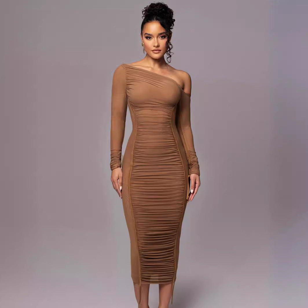 Bodycon Long Sleeve Midi Dress Women UK – Wedding Guest Cocktail Evening Gown, Formal Occasion