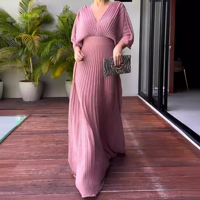 Vibrant Pleated Maxi Dress Women UK – Summer Wedding, Gala Event