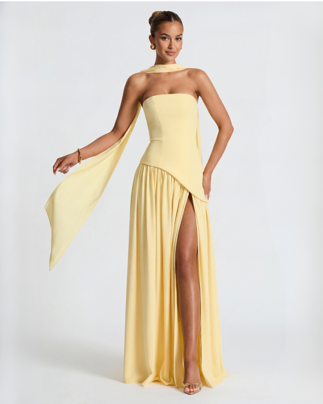 Thigh-High Split Strapless Maxi Dress Women UK – Evening Events, Party Wear