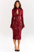 Floral Lace Midi Dress Women UK – Wedding Guest Garden Party Evening Gown, Cocktail Attire