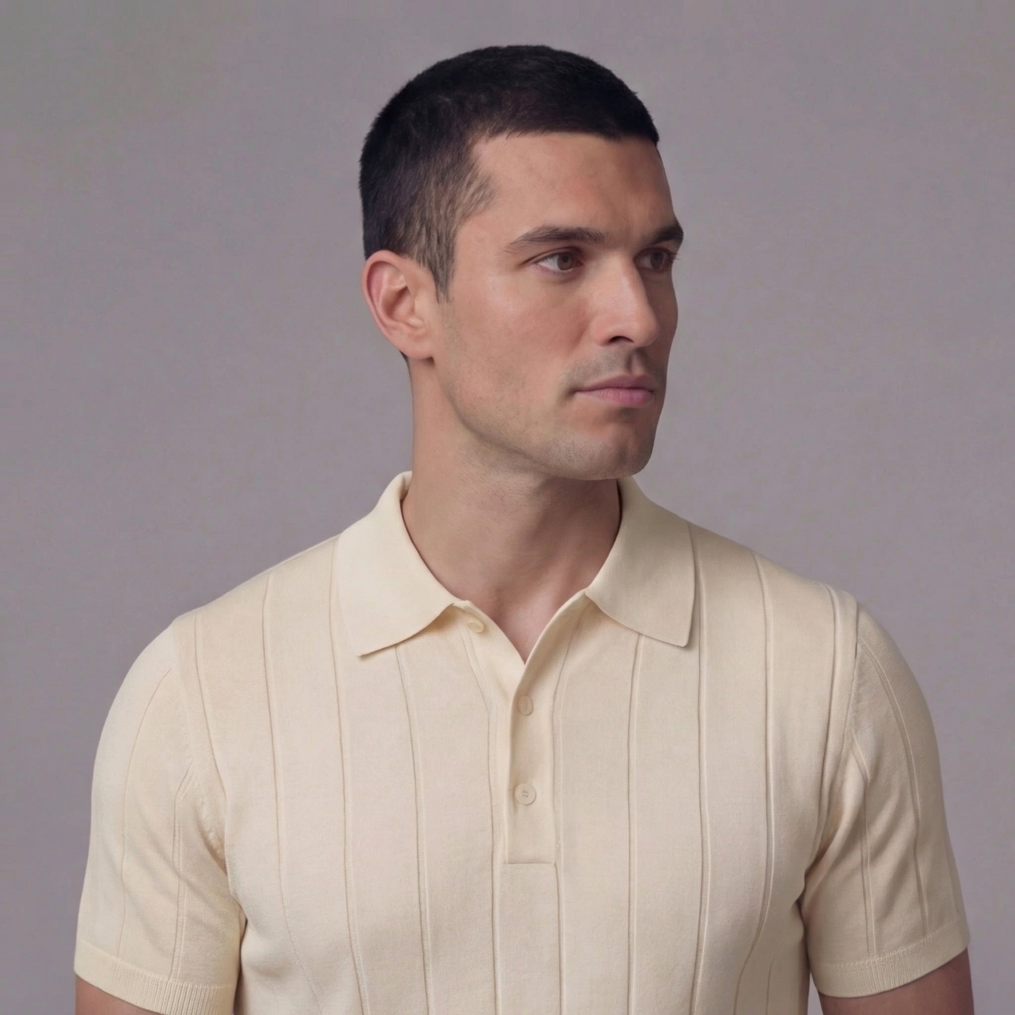 Rib-Knit Polo Shirt for Men - Comfortable Cotton Blend Casual Wear
