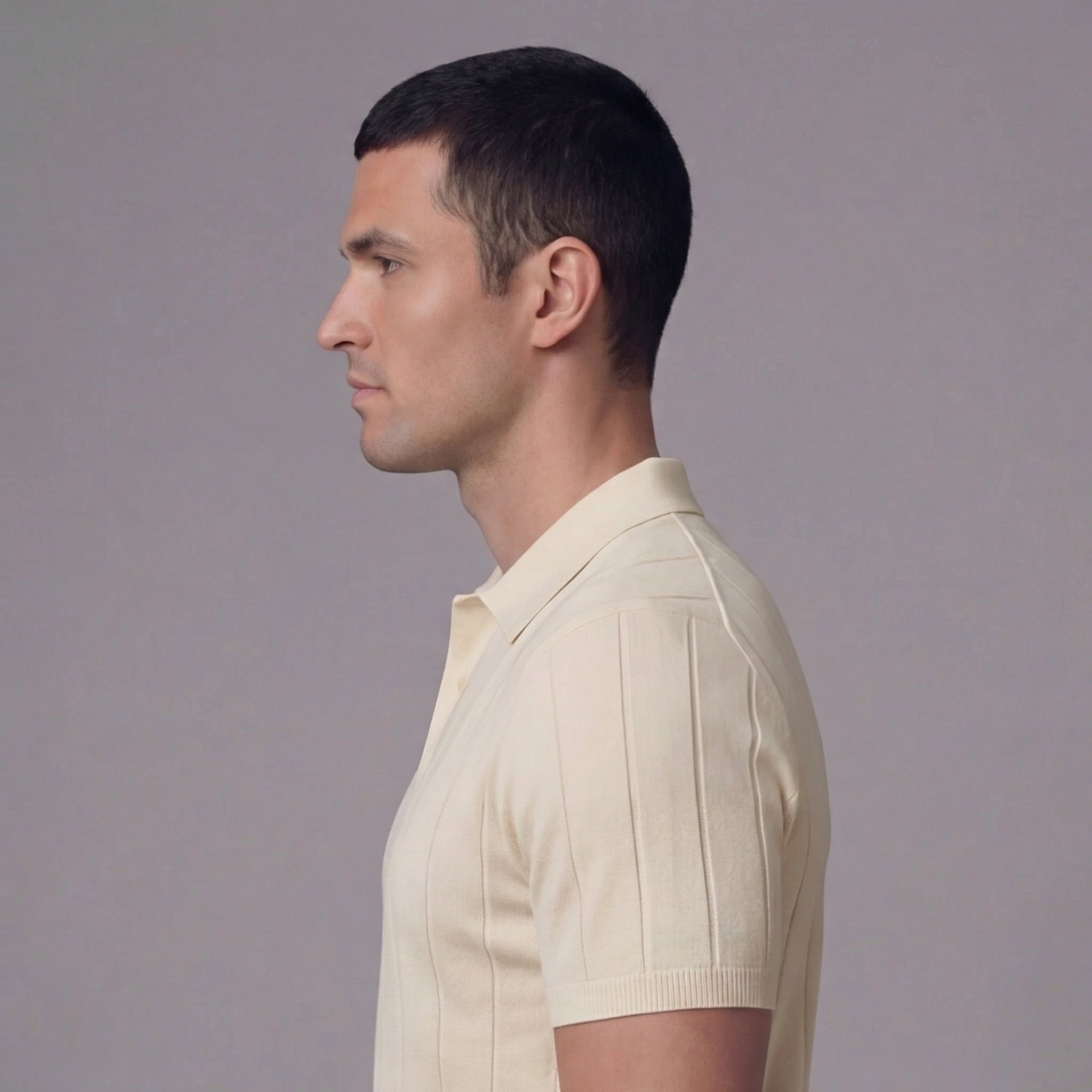 Rib-Knit Polo Shirt for Men - Comfortable Cotton Blend Casual Wear