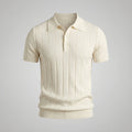 Rib-Knit Polo Shirt for Men - Comfortable Cotton Blend Casual Wear