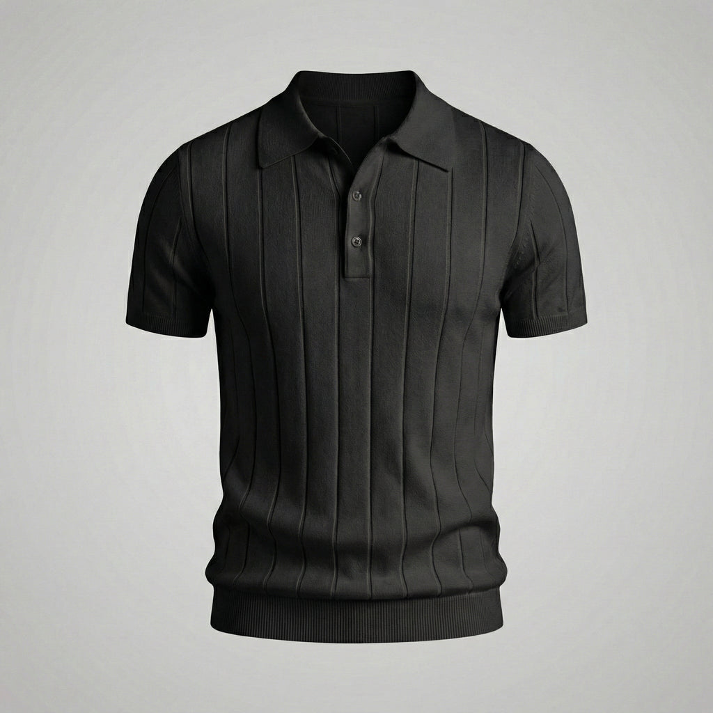 Rib-Knit Polo Shirt for Men - Comfortable Cotton Blend Casual Wear