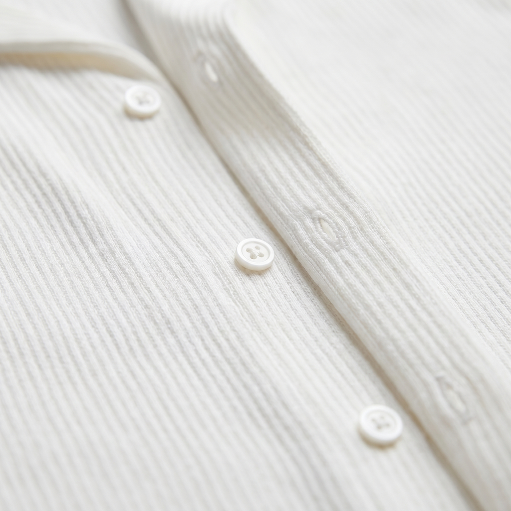 Ribbed Cuban Collar Shirt for Men - Casual Short Sleeve Cotton Top